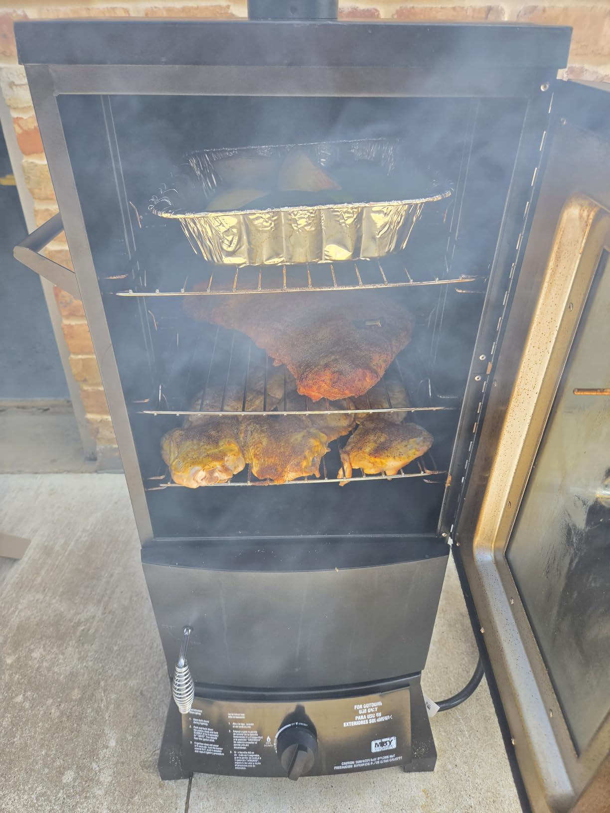 Propane Smoker with Cover, Vertical Meat Gas Smoker Grill Outdoor Heavy Duty 3 Removable Smoking Racks, Black customer photo 2