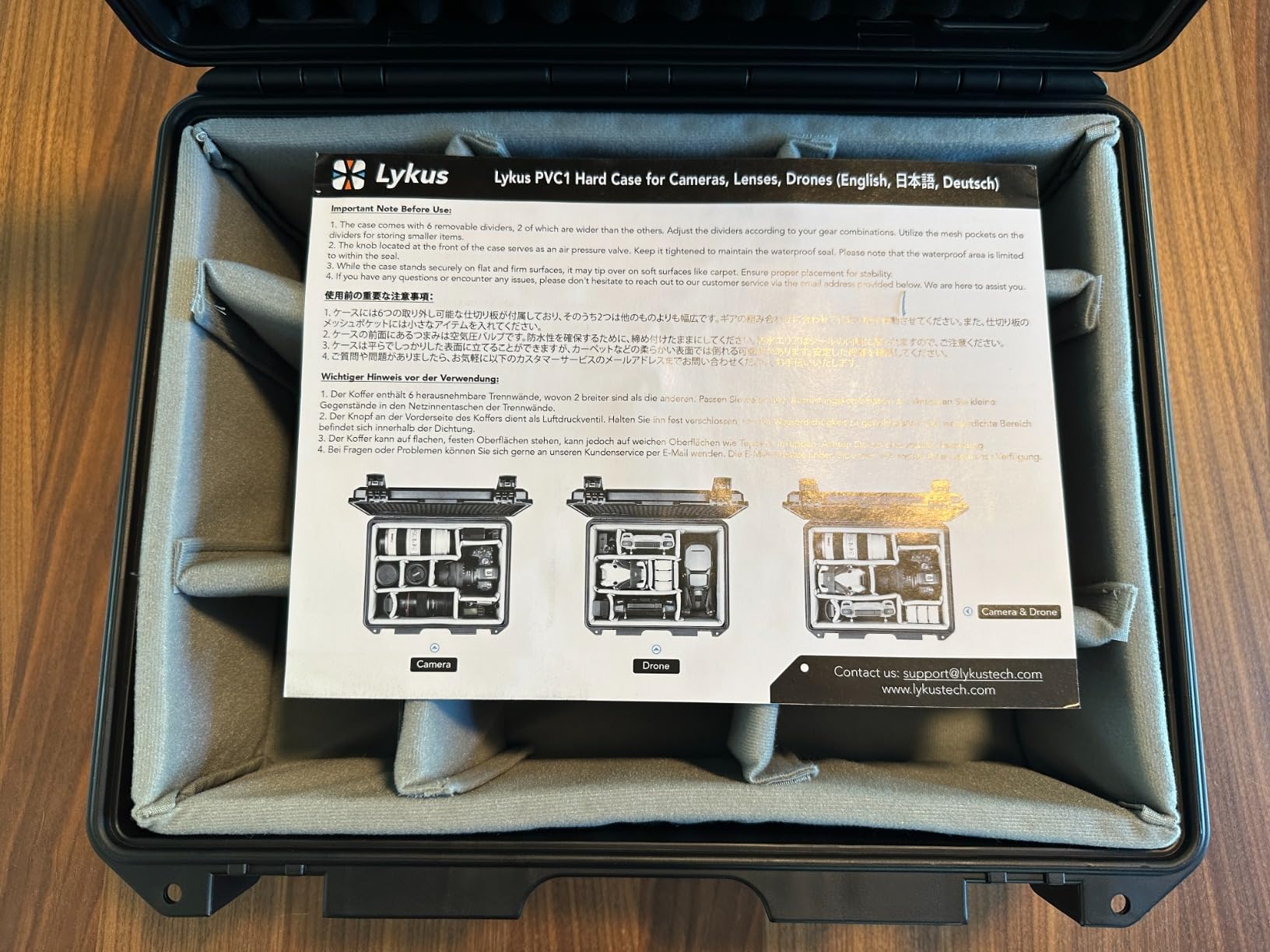 Lykus PVC1 Hard Case with Dividers for Cameras, Lenses, DJI Mavic/Air/Mini | 6 Removable Dividers, Mesh Pockets, IP67 Waterproof, Shockproof customer photo 1