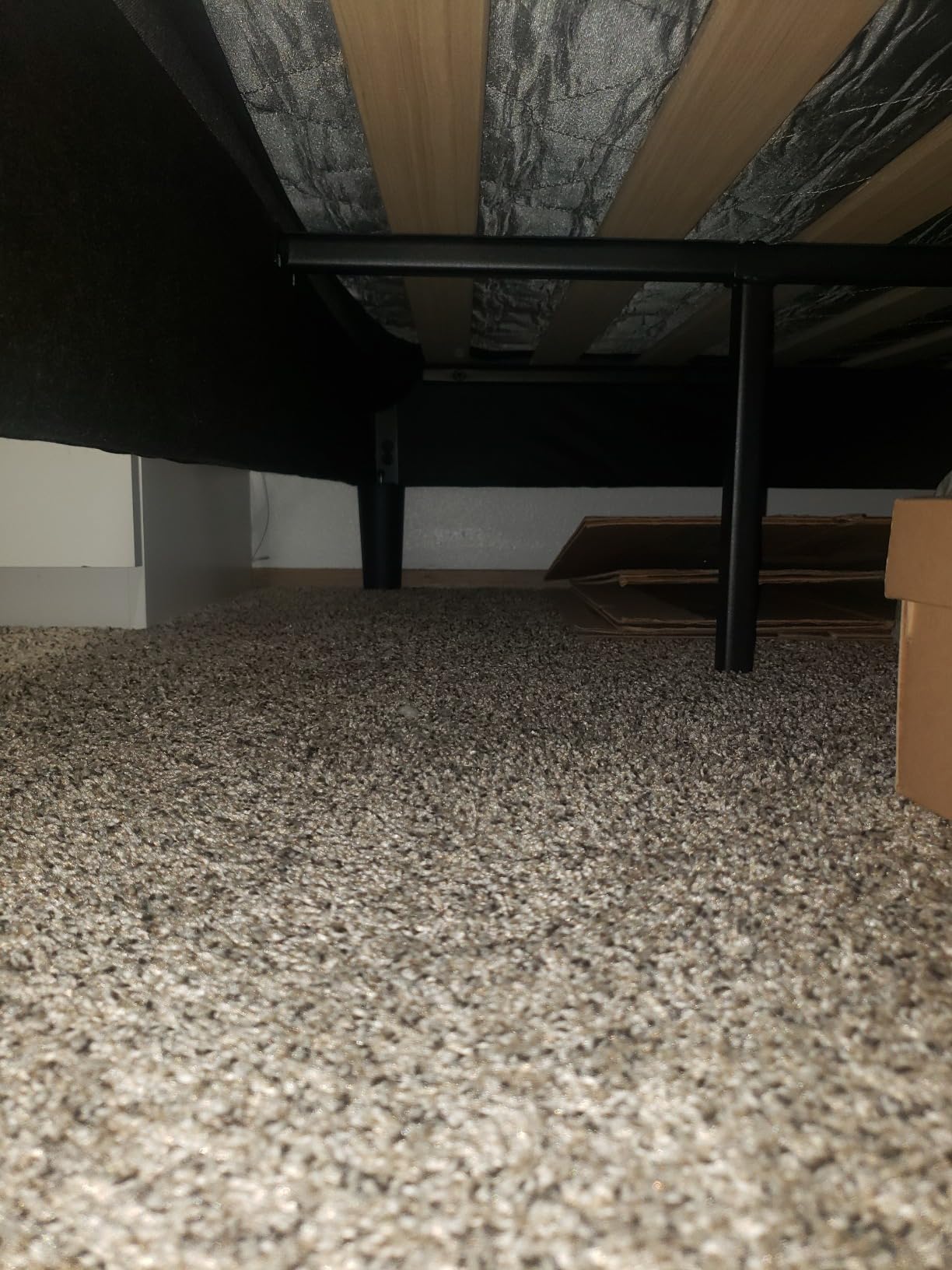 Zinus Curtis Upholstered Platform Bed Frame, Mattress Foundation, Wood Slat Support, No Box Spring Needed, Eco Friendly WonderBox (TM) Packaging, Dark Grey, Queen customer photo 1