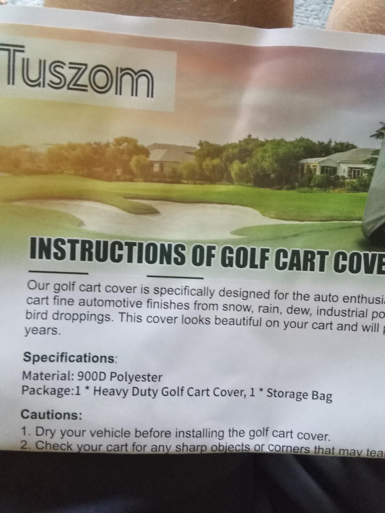 100% Waterproof 1200D Solution-Dyed Golf Cart Cover | Universal Fit Yamaha,Honda,Club Car,EZGO and Most Brand Golf Cart for 2/2+2/4/4+2/6 Seats with Zipper Door,Storage Bag customer photo 1
