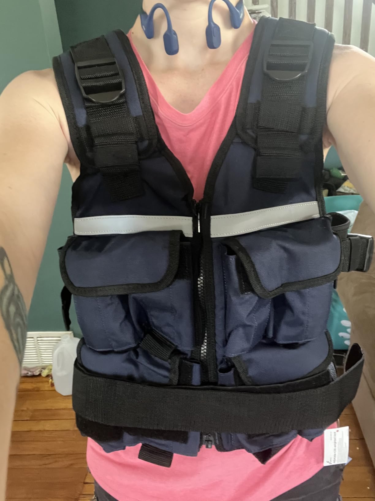 Sportneer Adjustable Weighted Vest Weights: 2-18 lbs/2-42 lbs Washable Weight Vest for Walking 16 In 1 Fast Adjust Rucking Vest for Women and Men Home Gym Running Jogging Strength Training Vests customer photo 1