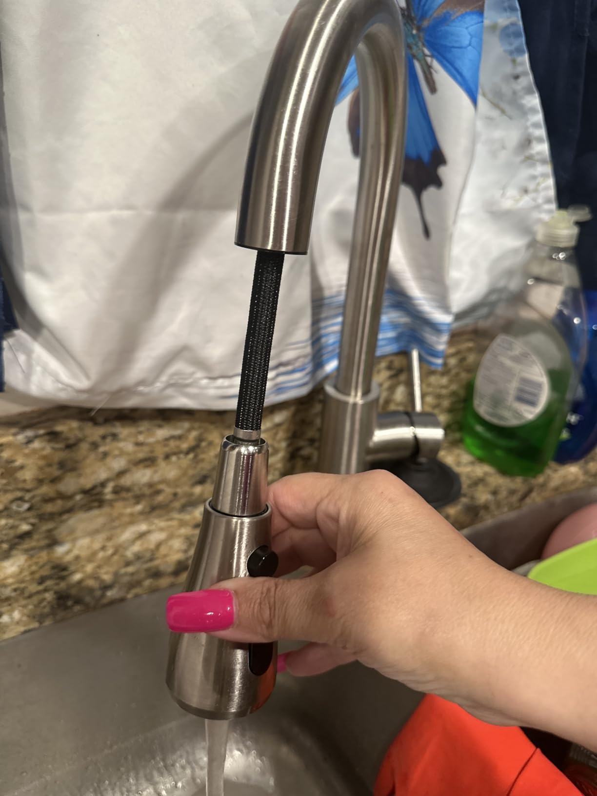 Hiqufet Touchless Kitchen Faucet, Pull Down Sprayer, Brushed Nickel | Hands-Free Motion Sensor, Easy Install, SUS304 Stainless Steel, Lead-Free, High Arc, 3 Spray Modes, 360 Swivel customer photo 2
