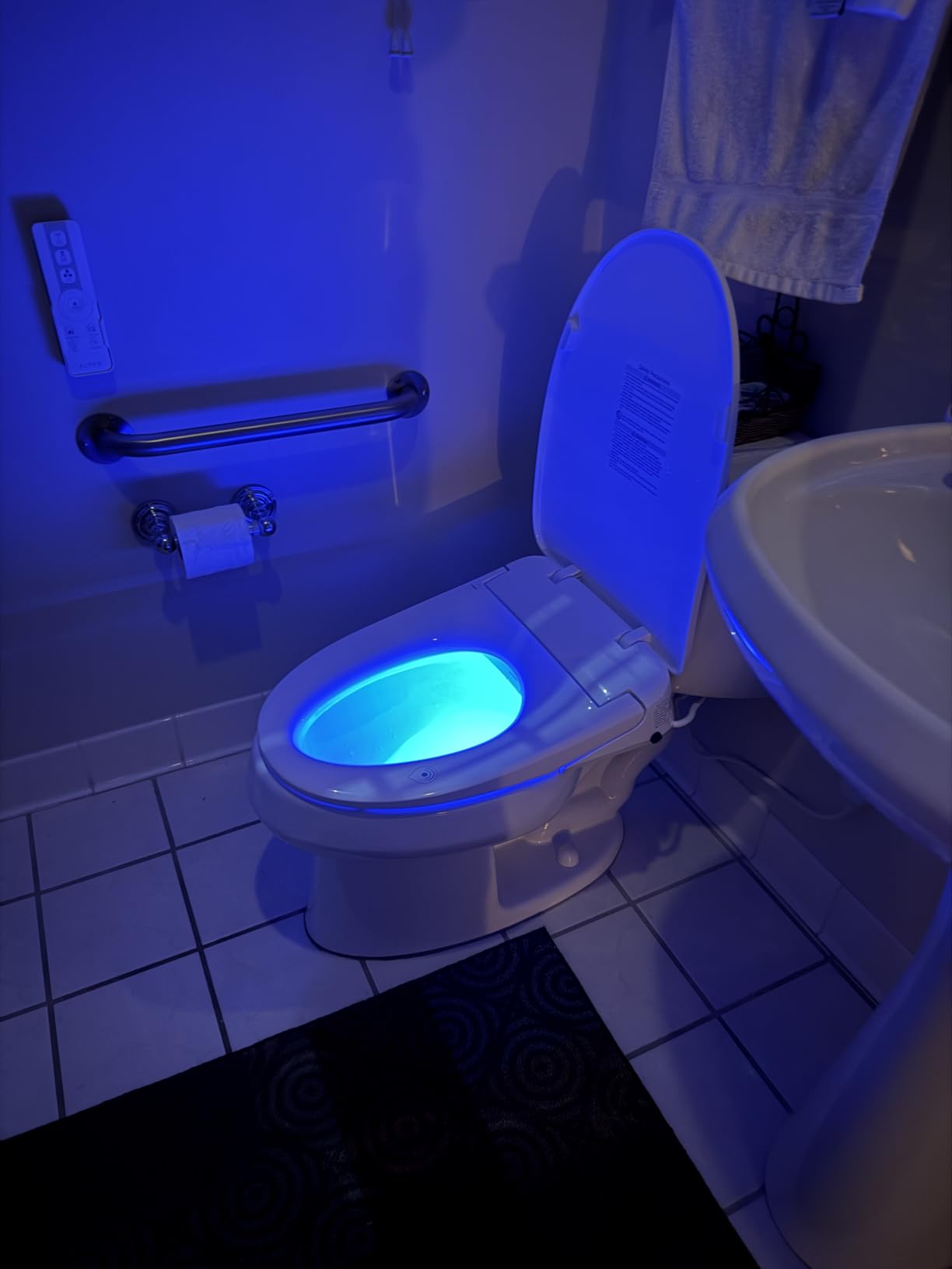 ALPHA BIDET iX Pure Bidet Toilet Seat in Elongated White - Ultra Low Profile, Endless Warm Water, Arced Stainless Steel Nozzle, Blue LED Nightlight, Dryer customer photo 2