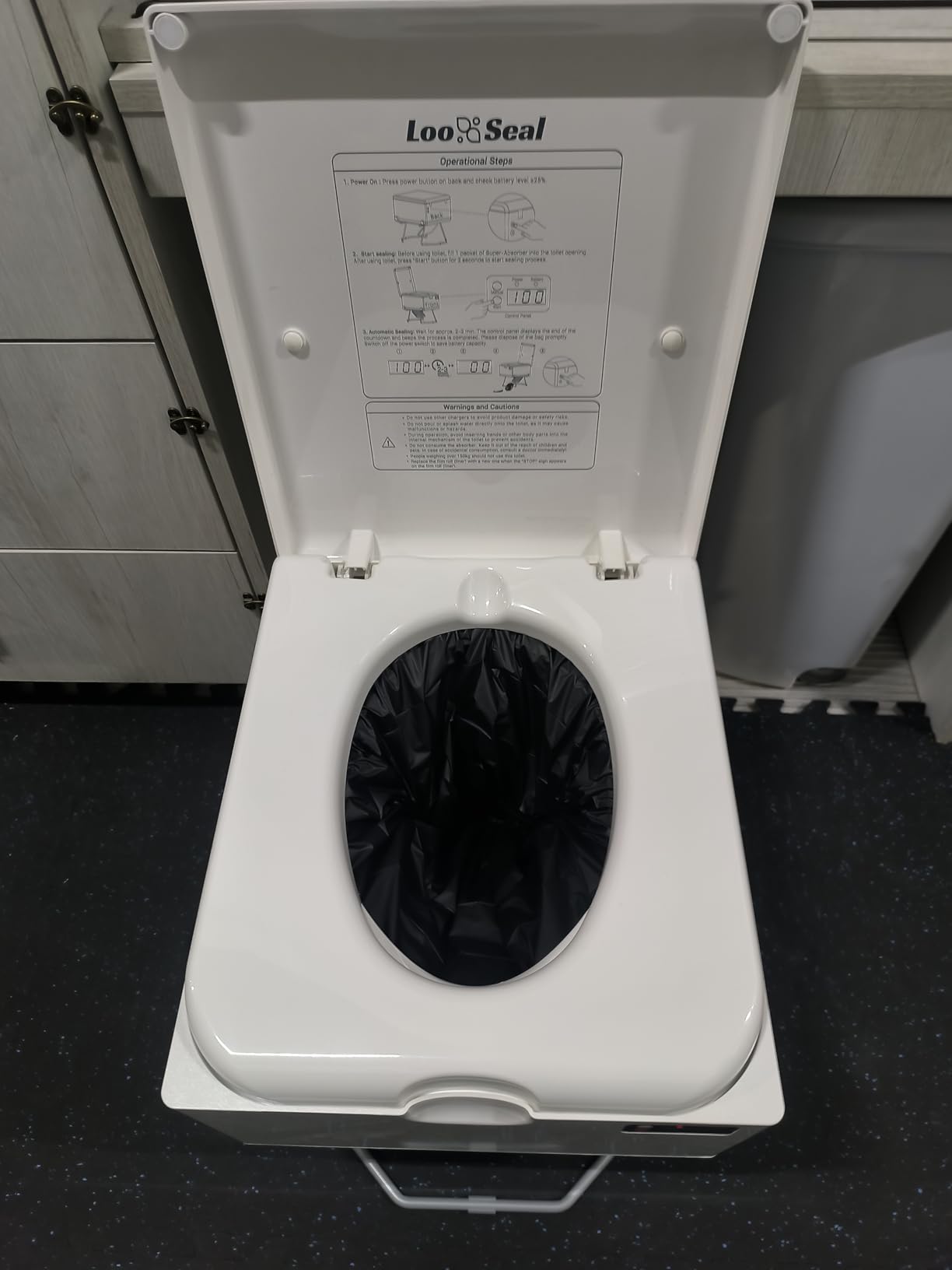 LE-310 Compact Dry Flush Toilet for Van Life and Off-Grid, Gray | Self-Contained rechargeable, Foldable design, no plumbing setup, easy storage, made for RVs, road trips, cabins and marine customer photo 2