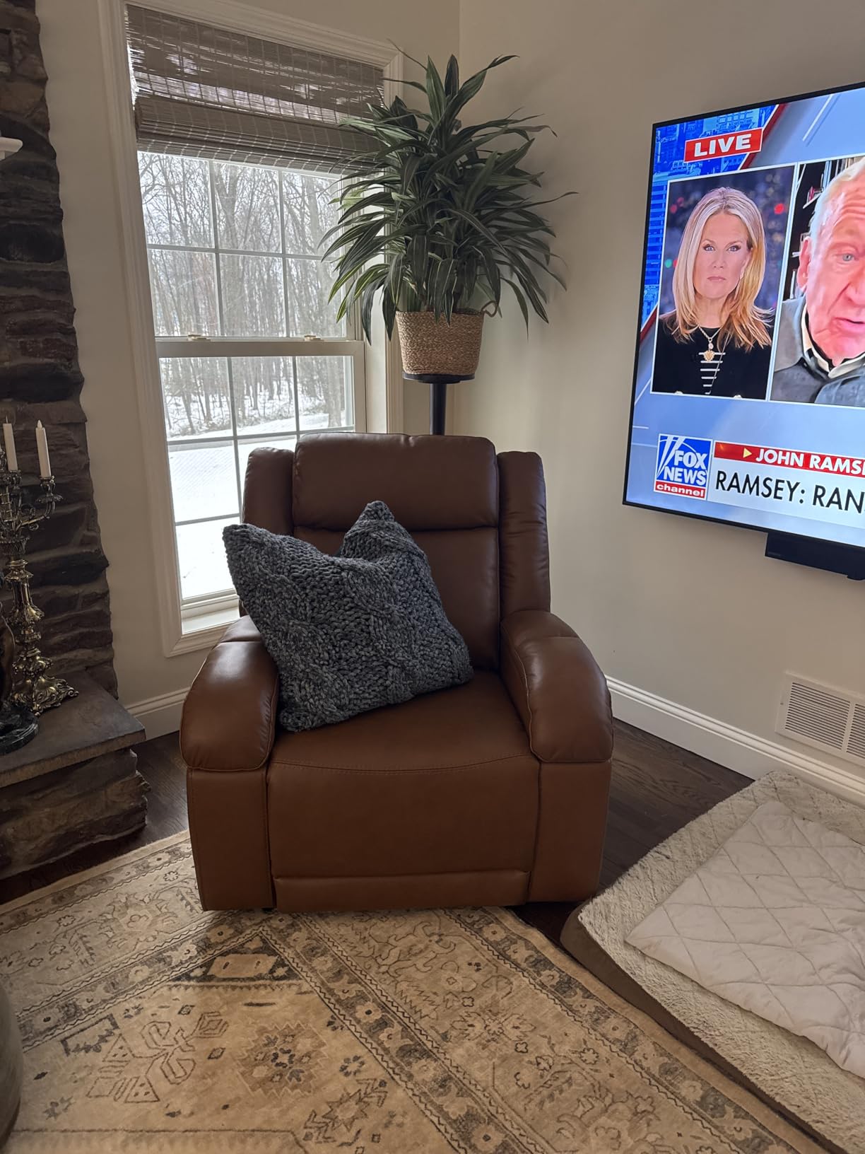 Watson & Whitely Genuine Leather Wall Hugger Power Recliner, Dark Brown | Recliner Chair for Adults, Power Headrest, USB/Type-C Charging Ports, Electric Reclining Sofa Chair for Living Room, RV customer photo 1