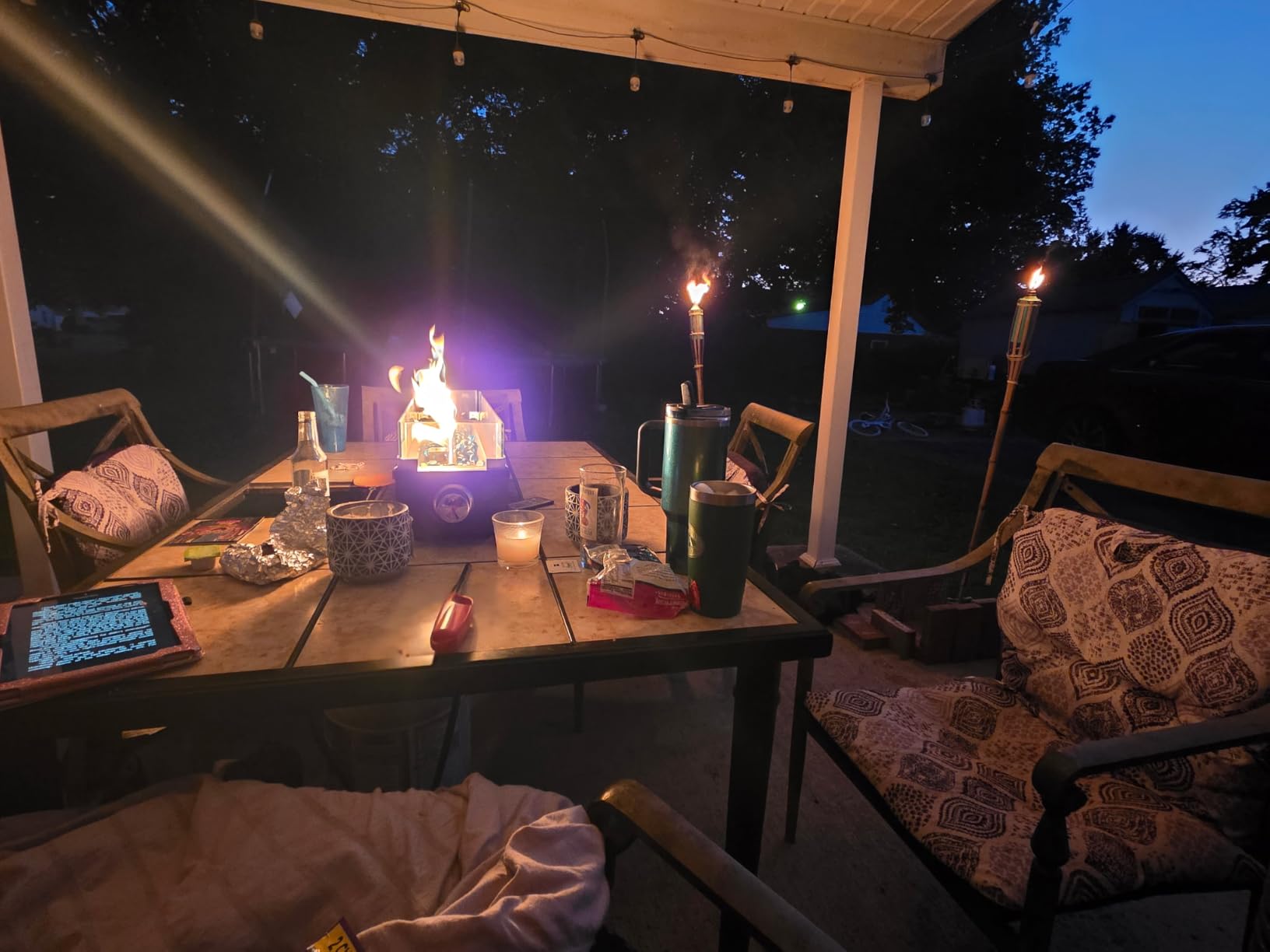 Ciays Large Propane Fire Pit 19 Inch, Gas Fire Pit with Grill Grate, Folding Legs, Hose Hooks, Propane Tank Holder, Cover & Carry Strap, Portable Outdoor Fire Pit for Camping, 58,000 BTU customer photo 1