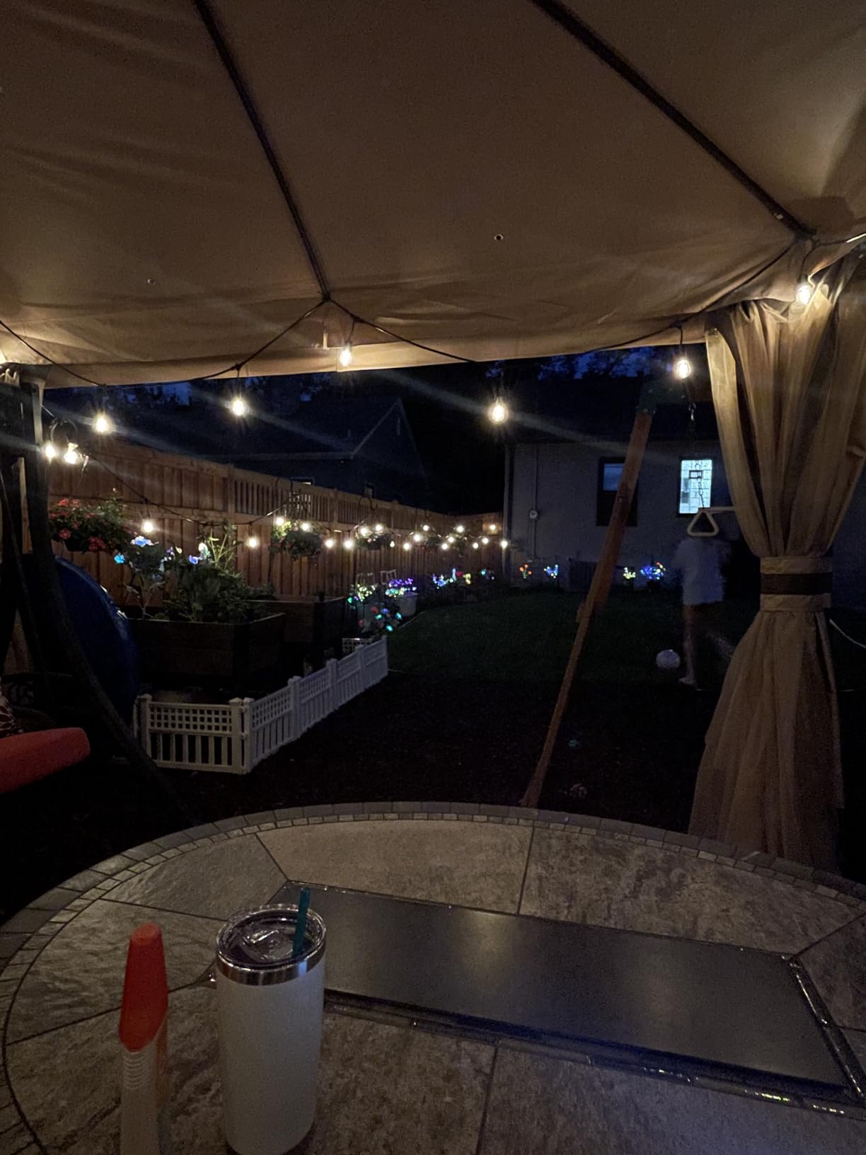 Covered Outdoor Patio Gazebo 11'x13' with LED Lights & Bluetooth Speaker, Heavy Duty Outdoor Canopy Shelter with Metal Frame, Double Roofs, Soft-top Gazebo with Netting and Curtains for Backyard customer photo 1