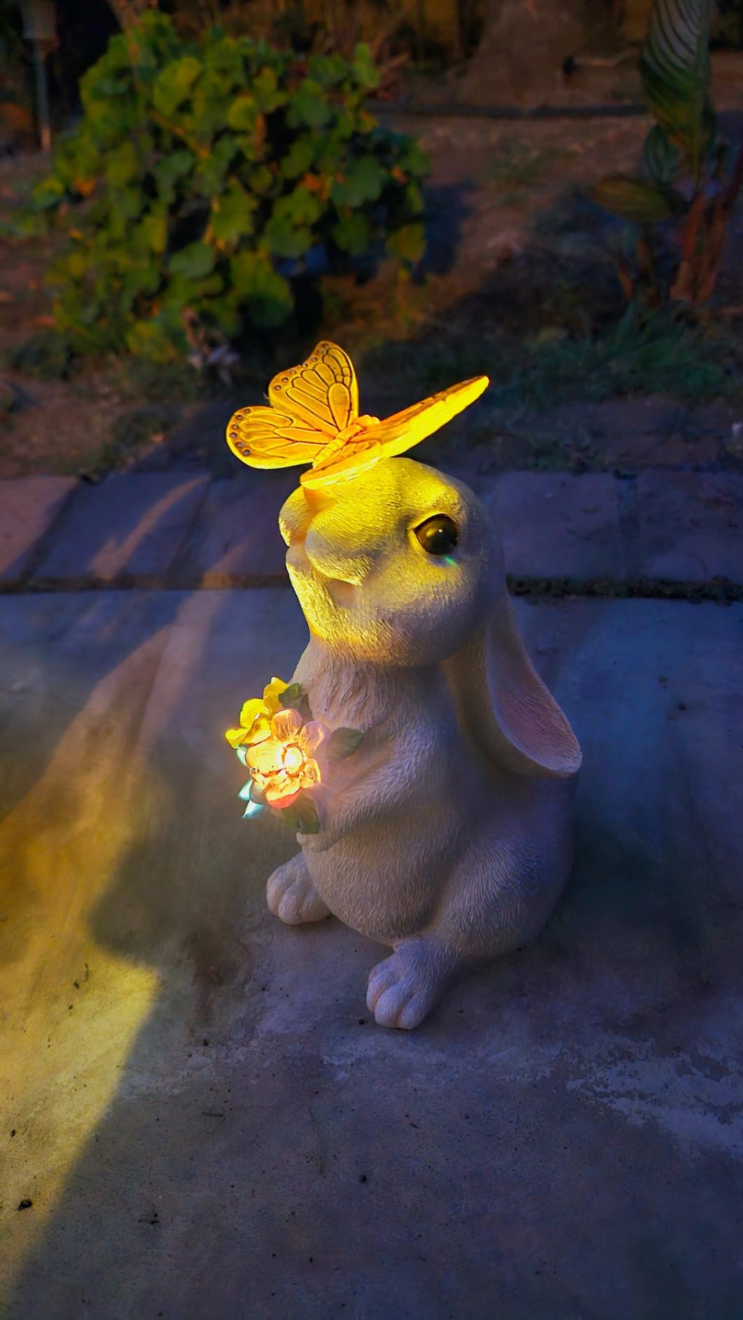 YODY Solar Garden Statues Outdoor Decor Bunny with Butterfly | Yard Decorations for Patio, Balcony, Backyard, Lawn Ornaments, Unique Gifts for Women, Mom, Grandma customer photo 2