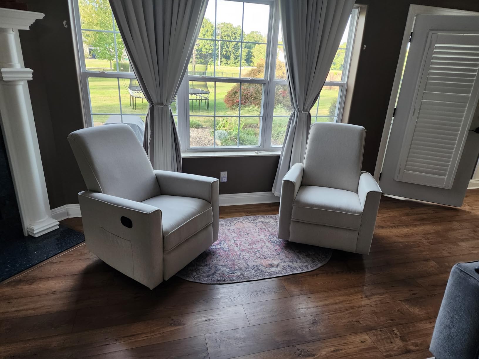 Evolur Raleigh Upholstered Manual Glider Recliner- Rocking & 360° Swivel with Smooth Glide - Greenguard Gold & FSC Certified - Modern Nursery and Living Room Chair in Light Sand customer photo 1