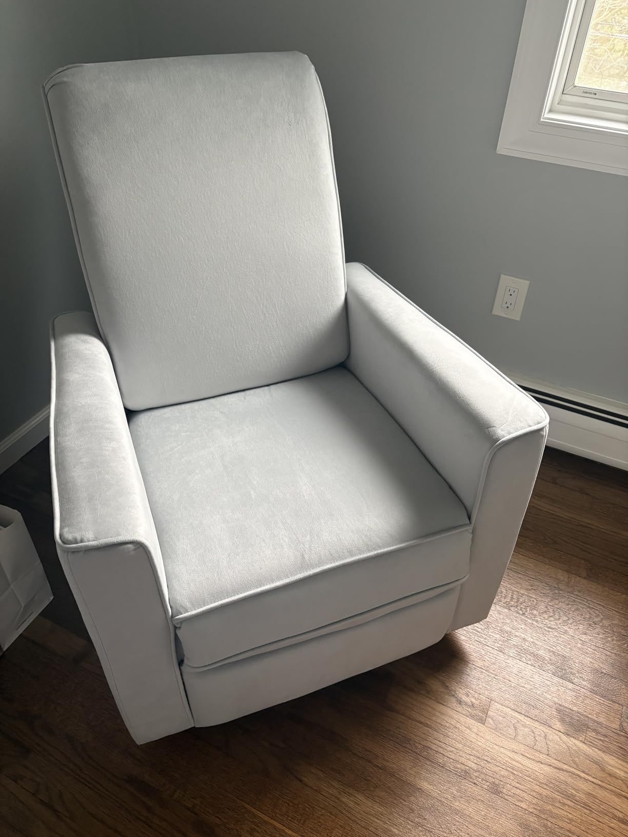 Evolur Raleigh Upholstered Manual Glider Recliner- Rocking & 360° Swivel with Smooth Glide - Greenguard Gold & FSC Certified - Modern Nursery and Living Room Chair in Light Sand customer photo 2