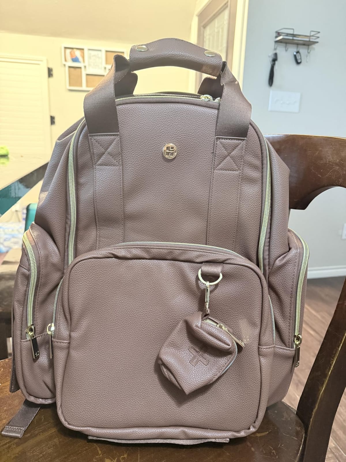 HUGGIES Unisex-adult Signature Hug Pack Diaper Backpack, Cognac Leather, One Size customer photo 2