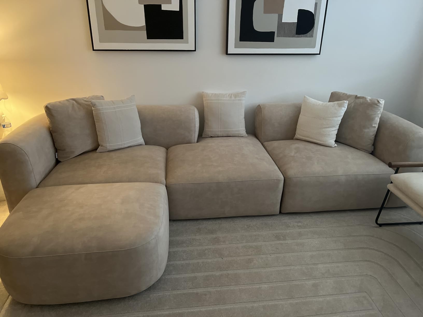 Acanva Mellow Modern Tight Curved Back Velvet Sofa, 4 Seater Modular Minimalist Couch for Living Room Apartment, Modular Sectional, Hardwood Frame customer photo 2