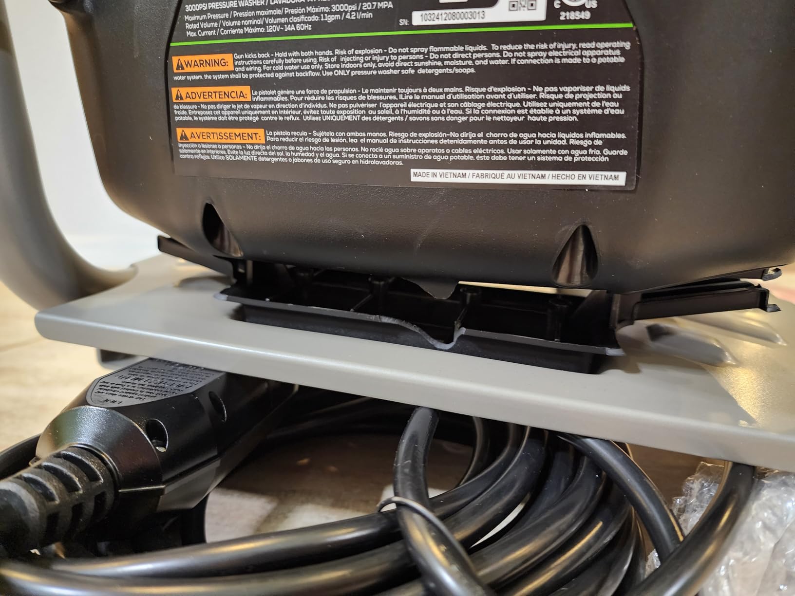 Greenworks 3000 PSI (2.0 GPM Max) Brushless Electric Pressure Washer customer photo 1