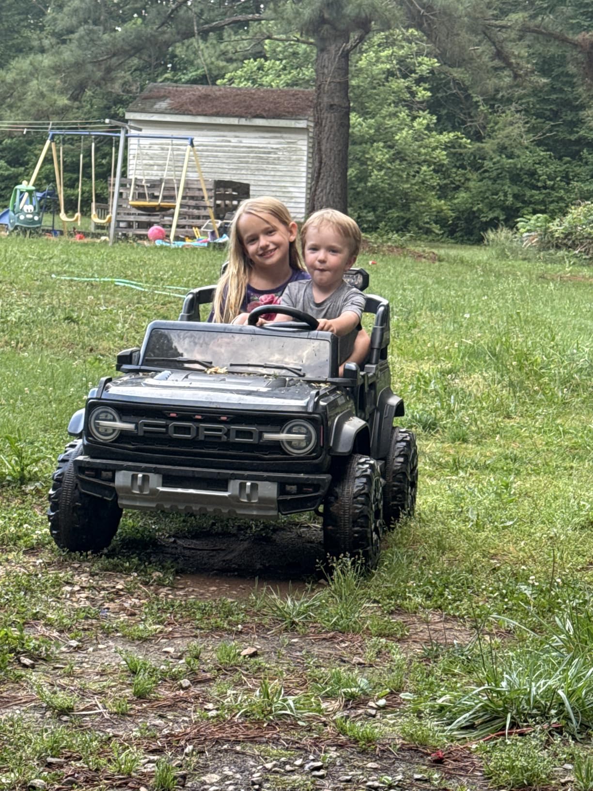 ENYOPRO 2 Seater Ride On Car for Kids, 24V Licensed Ford Bronco Raptor Electric Power Ride On Truck Toy with Remote Control, 4 Wheels Shock Absorption, Soft Start, Bluetooth, Radio, 3 Speed - Blue customer photo 1