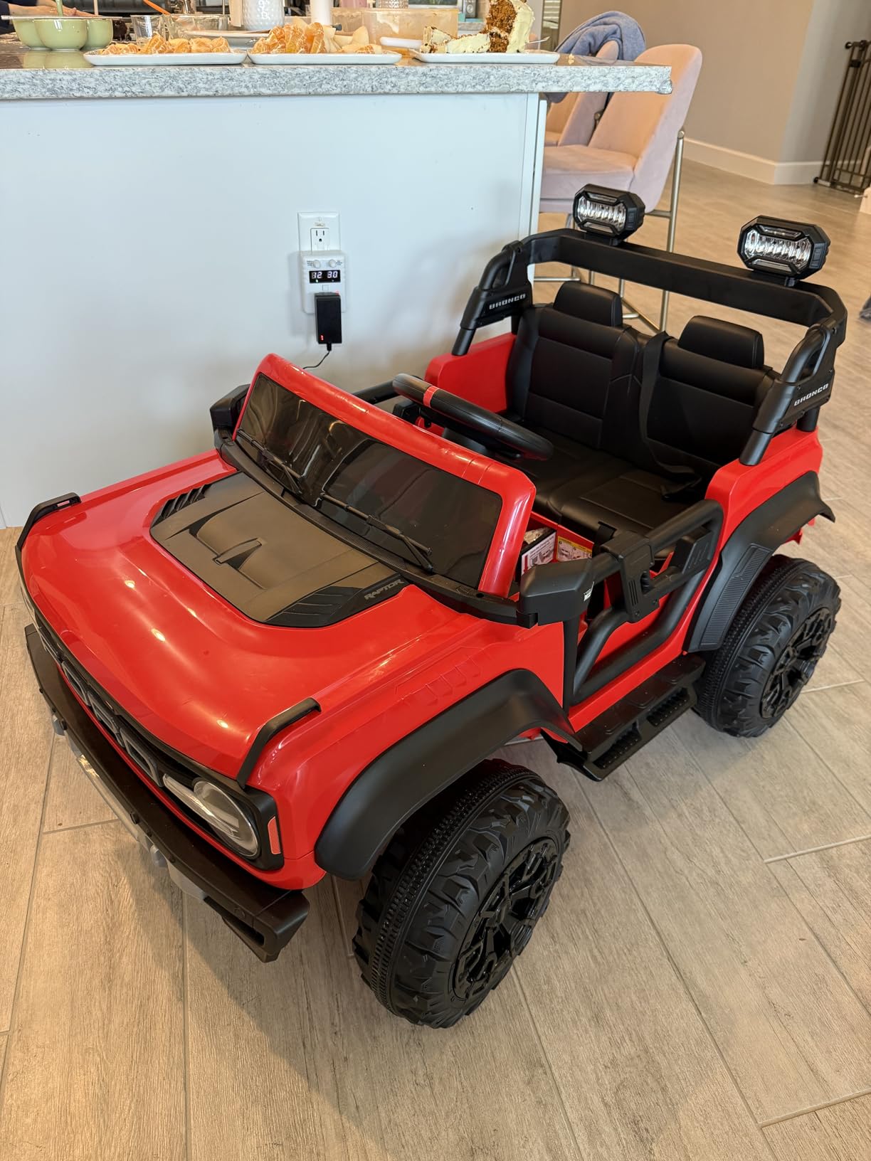 First Ride On Ford Bronco 24V Ride on Toys for Boys & Girls, 2 Seater Kids Electric Car with Remote Control, Kids Ride on Truck with Rear Wheels Suspension, Led Lights, Safety Belt (24V, Red) customer photo 2