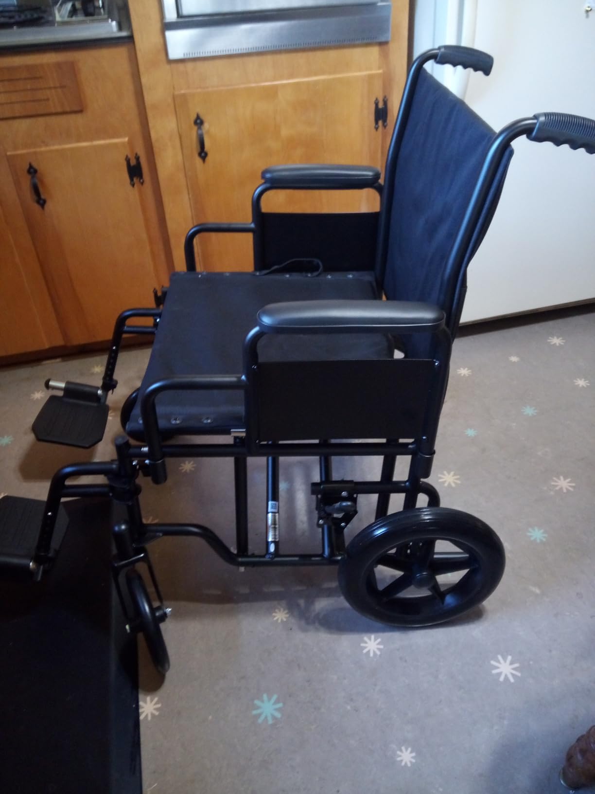 Vive Mobility Bariatric Transport Wheelchair for Adults - Supports 450lbs, Foldable, Heavy Duty Travel Wheel Chair with Swing Away Footrests & 22 Inch Wide Seat customer photo 2