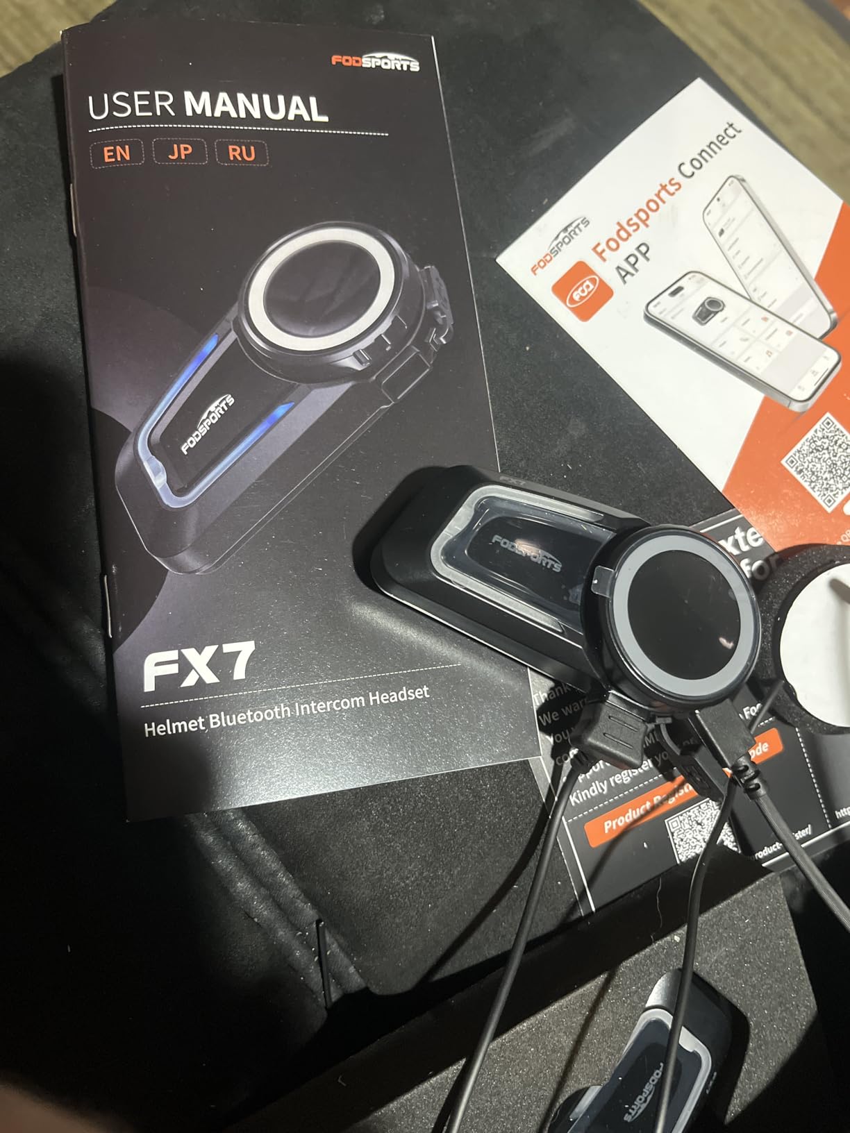 Fodsports FX7 10-Rider Mesh Motorcycle Bluetooth Intercom with Music Share, Smart APP, Dual Chips BT5.4 Helmet Communication System Headset, Auto Call/Audio Multitasking/FM/EQ Modes, IP67, 2 Pack customer photo 2