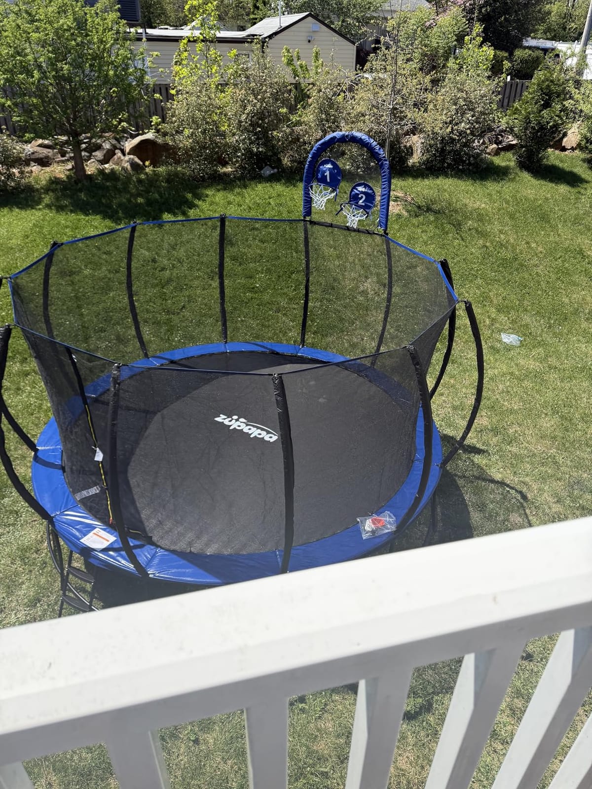 Zupapa 1800LBS Capacity Double Frame Trampoline 16 15 14 12FT No-Gap Safety Design Curved Poles & Basketball Hoop 10-Year Quality Assurance Perfect for Kids & Family Outdoor Fun customer photo 1
