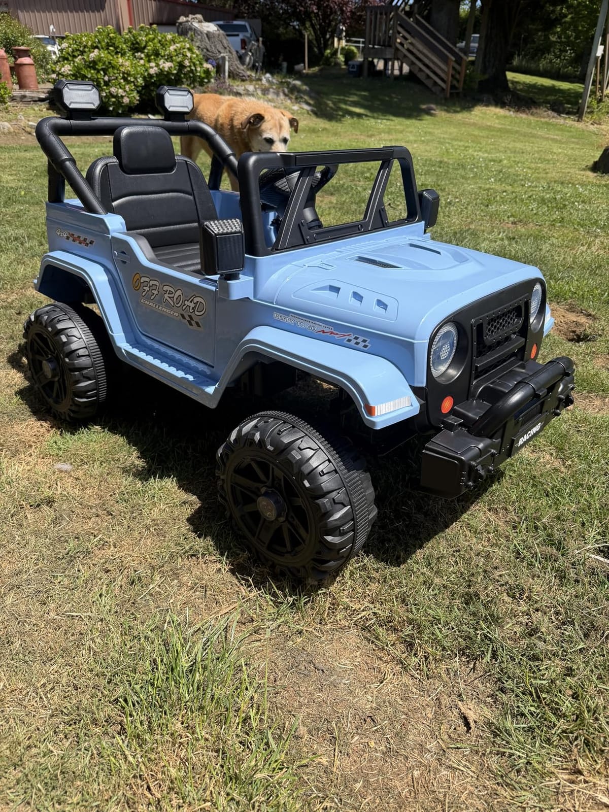 ARBELI 12V Electric Ride On Car, Toddler First Car, Blue | Realistic truck styling, parent remote control, soft start safety, bluetooth music & LED lights customer photo 1