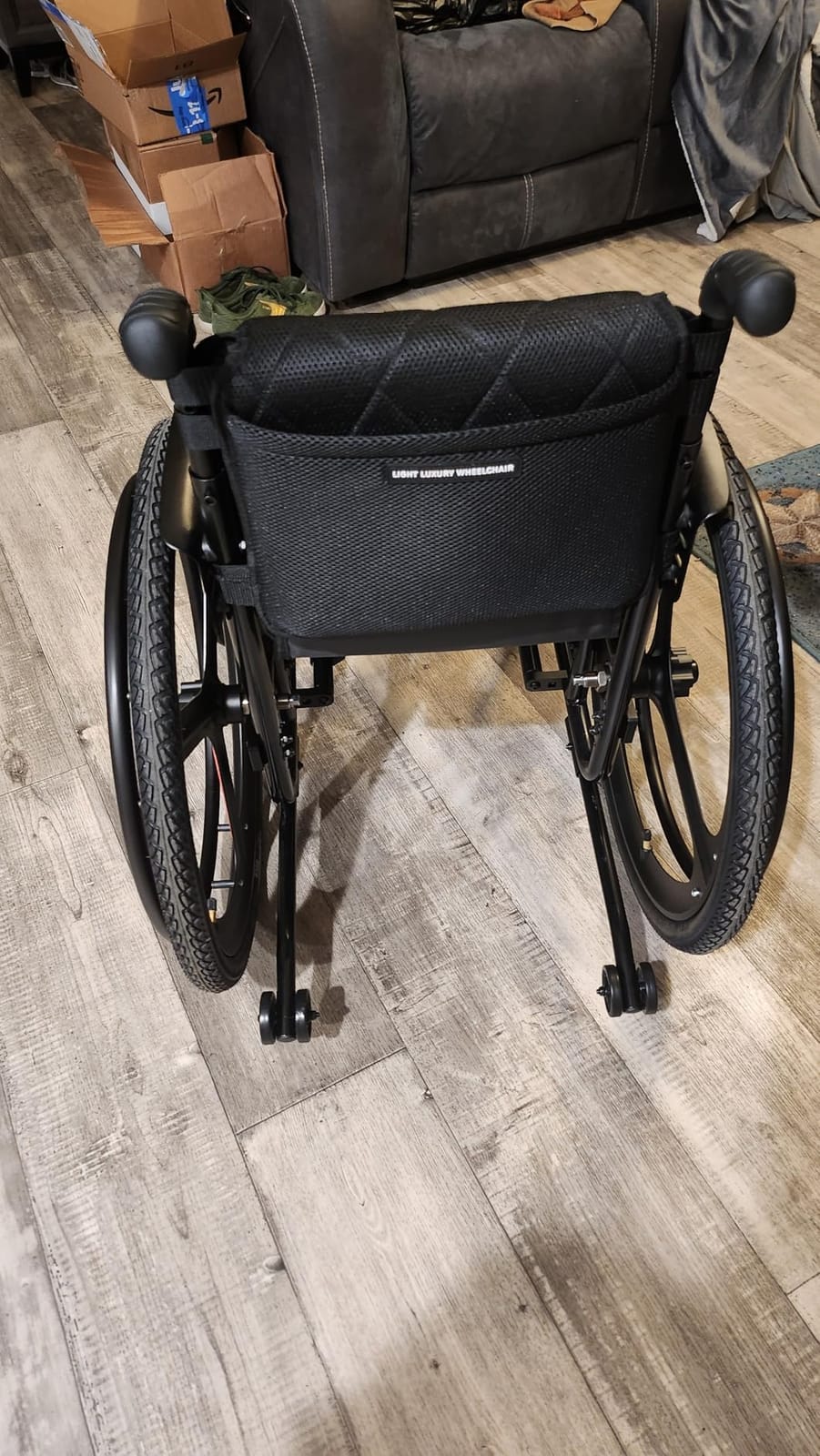 Lightweight Adult Wheelchair Folding Sports Aluminium Comfortable Cushion backrest, Adjustable Footrest and Seat Height for Youth, Adults, Elderly (Seat Width 42cm, Blue) customer photo 2