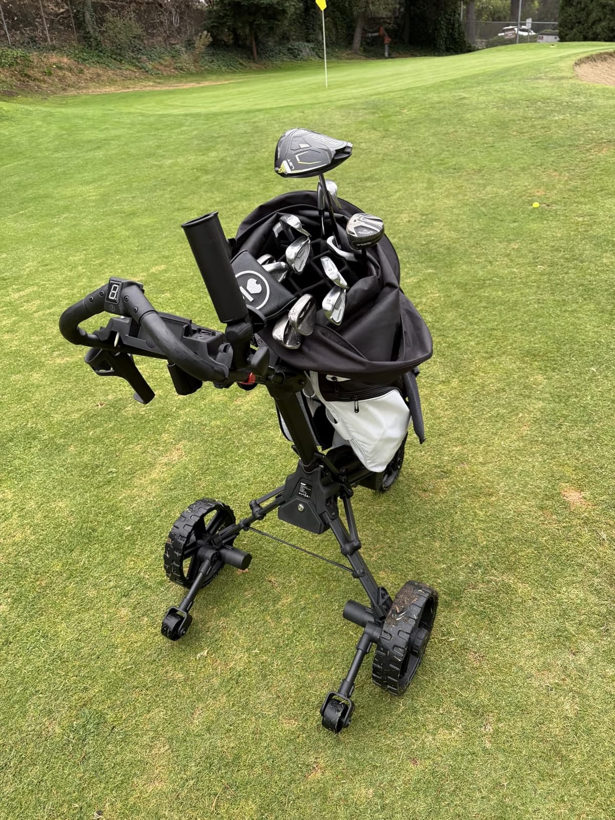 KVV Electric Golf Push Cart with Remote Control, Super Compact and Lightweight, Smallest Folding Size, Suitable for All Terrains (Charcoal) customer photo 2