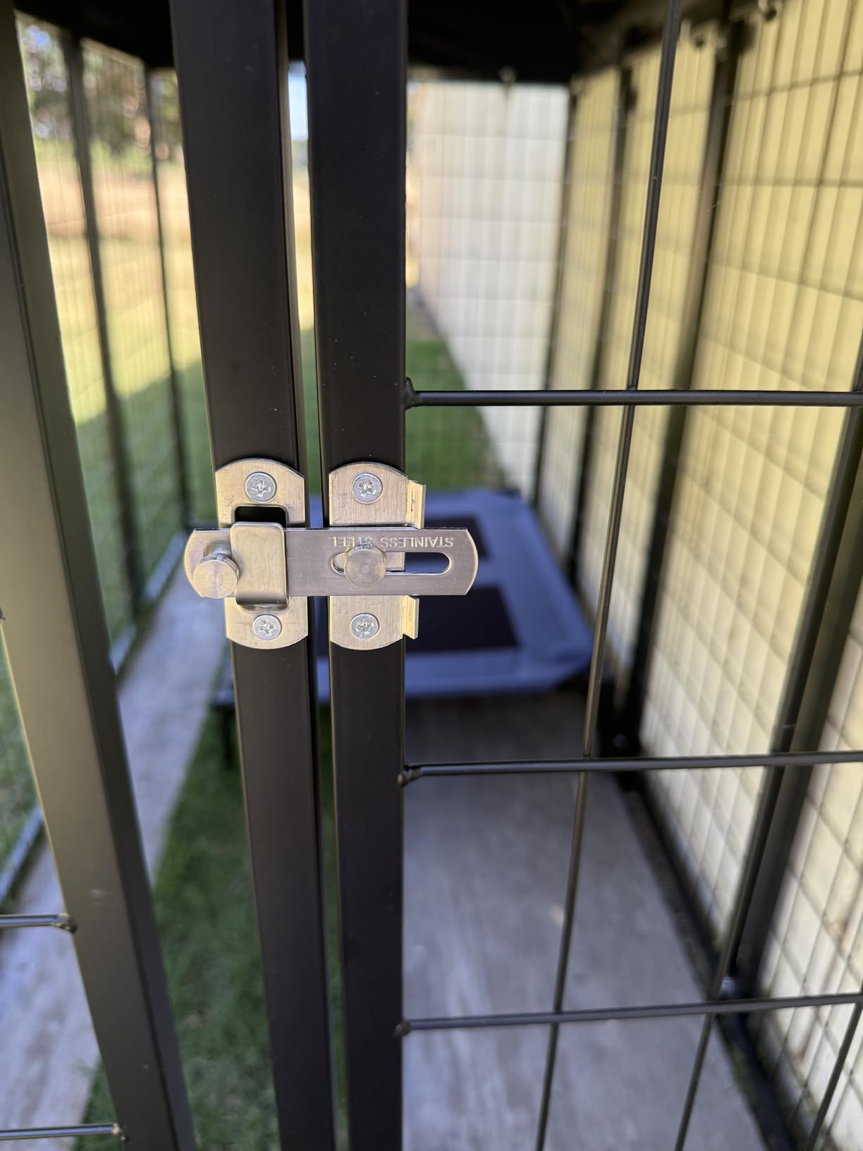 Dog Kennel Outdoor, Large Outside Dog Kennel with Roof & Swivel Feeders/Removable Doggy Door, 8'L x 4'W x 6'H customer photo 2