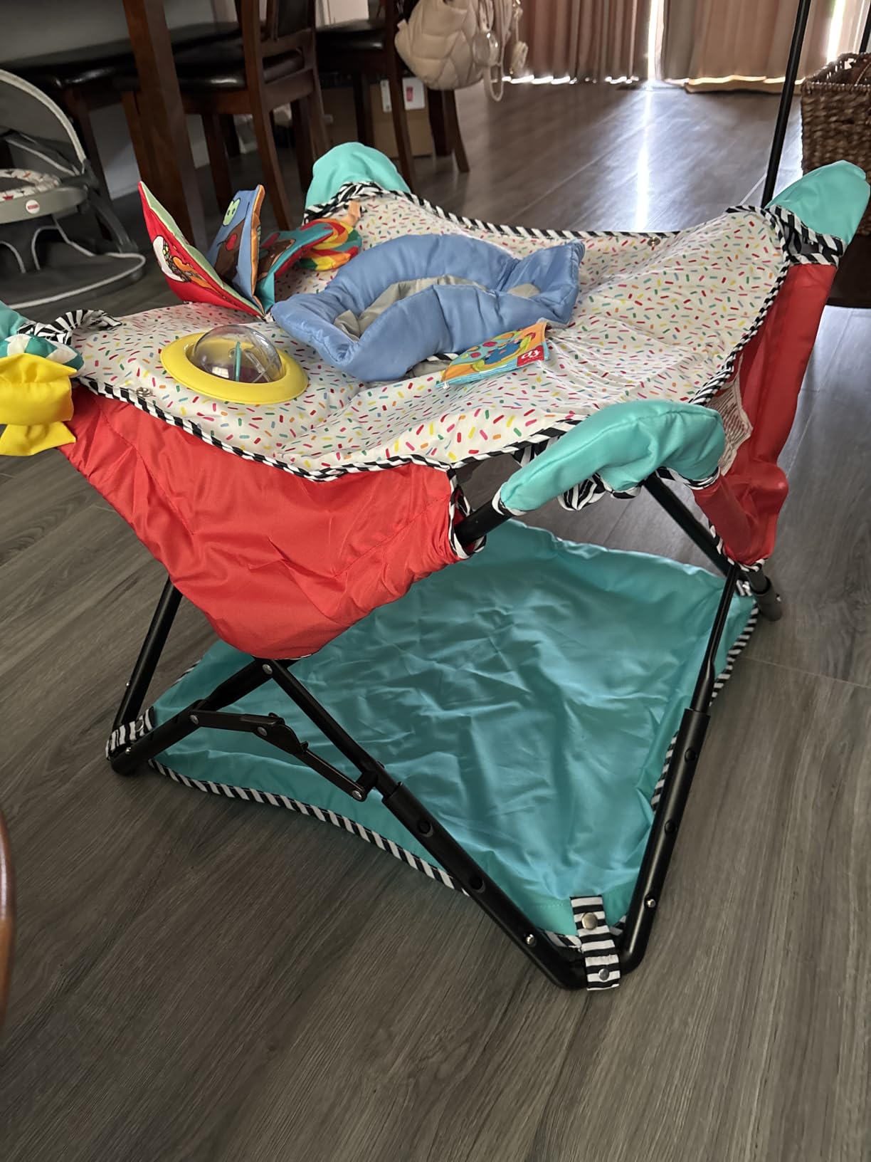 Bright Starts Pop 'N Jump Portable Baby Jumper, Foldable Indoor/Outdoor Baby Jumper with Owl Forest Sensory Activities, Ages 6-12 Months customer photo 2