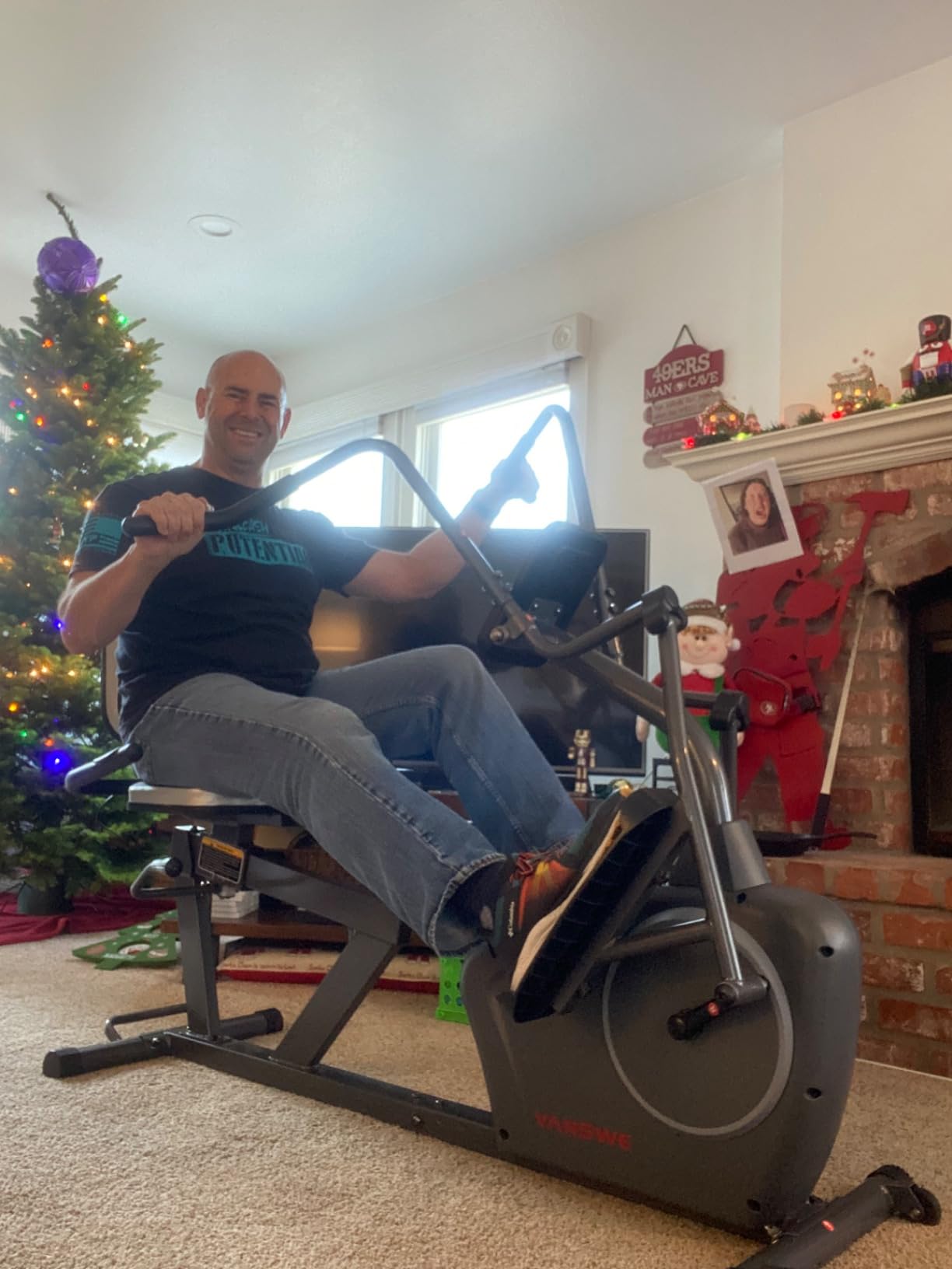 VANSWE Recumbent Elliptical Cross Trainer with Arm Exerciser | Recumbent Exercise Bike Full-Body Workout with 450 LBS Weight Capacity, Bluetooth App, Back-lit Display, Magnetic Resistance customer photo 2