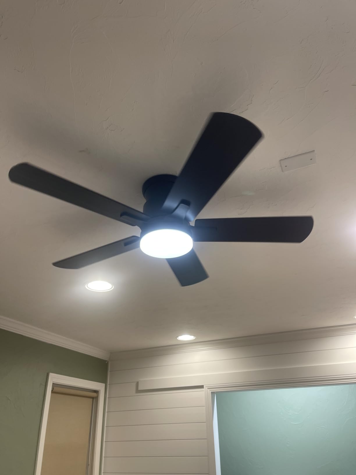 Flush Mount Ceiling Fans with Lights 42 Inch, Remote Control, 3CCT Dimmable, 6 Speeds, Noiseless Reversible DC Motor, Low Profile Hugger Black Ceiling Fan for Living Room, Patio, Indoor/Outdoor, ETL customer photo 1
