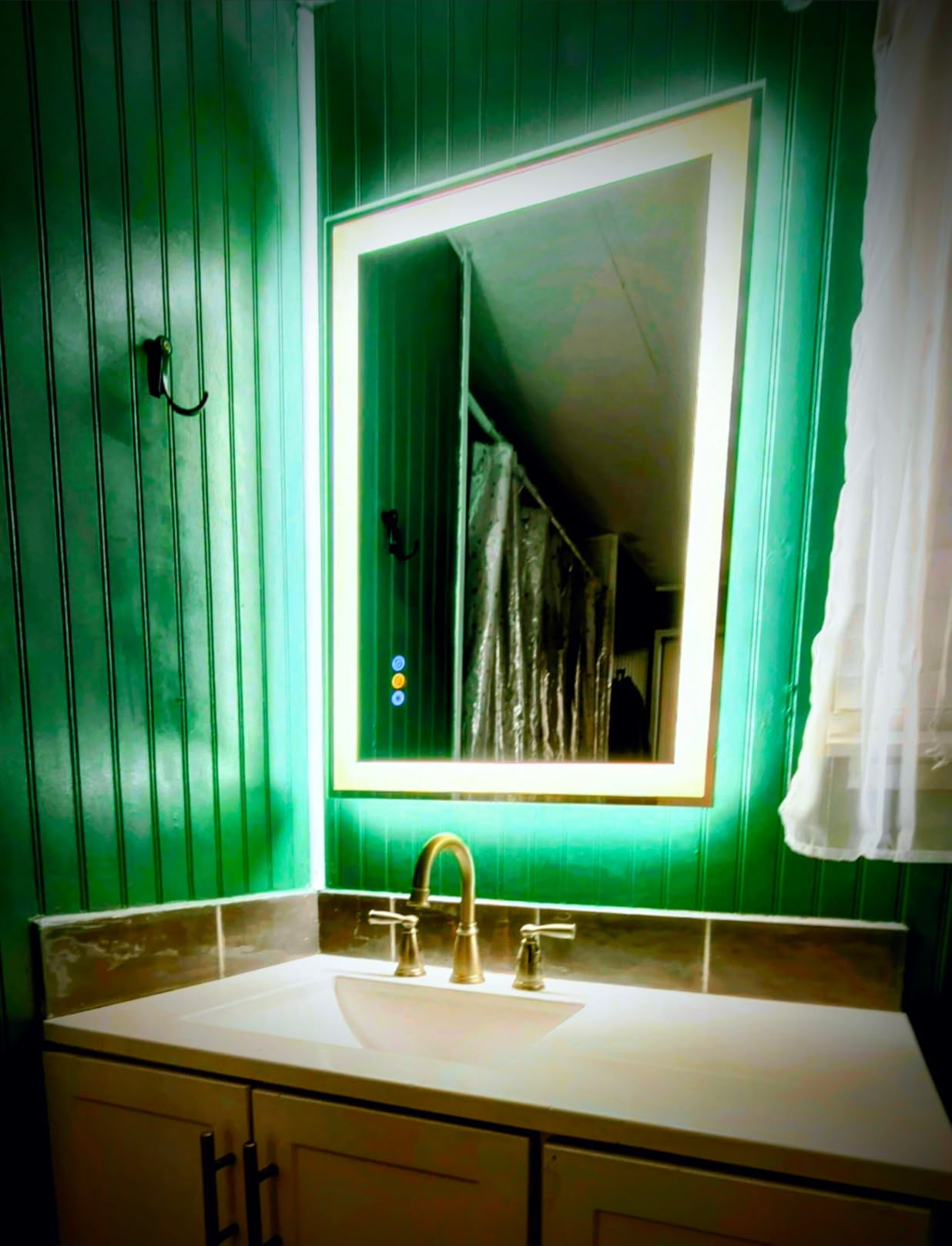 24x32 LED Bathroom Mirror, 6000LM, Separate Front and Back Lights | Shatter-Resistant Tempered Glass, Auto-Off Defogger, 3 Color Modes, Smooth Dimming, Smart Memory Setting customer photo 2