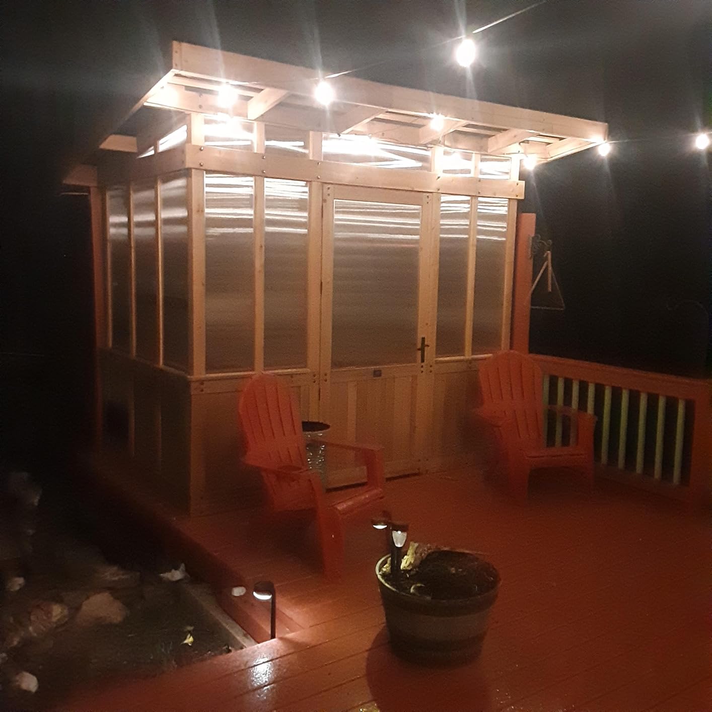 Backyard Discovery Poppy 11' x 7' Cedar Wood and Polycarbonate Walk-In Greenhouse Kit with Exhaust Fan, Windows, Hose Hook-Ups, PowerPort customer photo 1