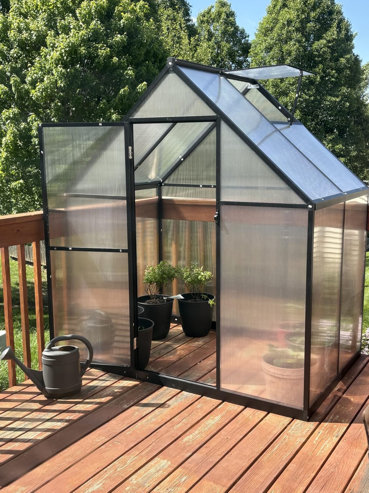 8X10FT Enhanced Aluminum Walk-in Greenhouse for Outdoors with Thermometer | Easy Assembly, UV-Resistant Panel, Rain Gutter, Lockable Hinged Door, Built-in Reinforcement, For Vegetable, Flower and Herb customer photo 2