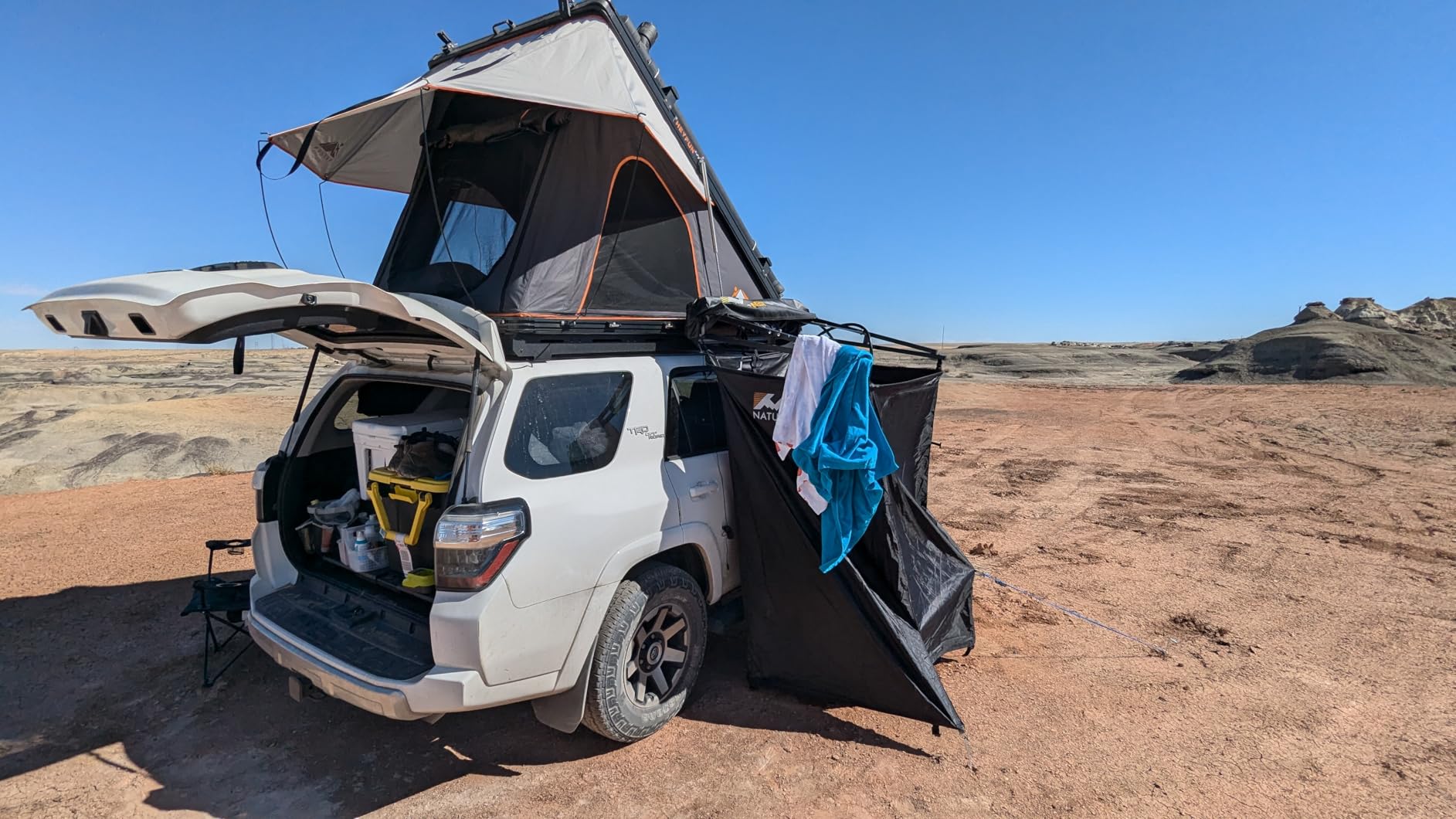 Adventurer Pro Rooftop Tent Hard Shell, 2-3 Person Aluminum Roof Top Tent | Detachable Side Awning&Built-in LED Light Strip, Compatible with Truck Jeep SUV Van&Trailer, Pop Up for 4-Season Camping customer photo 1