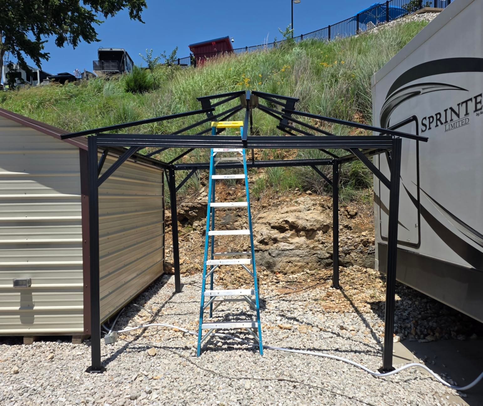 Aoxun 12'x10' Hardtop Gazebo with Polycarbonate Double Roof, Brown | Metal Frame Outdoor Permanent Pavilion with Breathable Netting and Privacy Curtain for Garden, Lawns, Patio customer photo 1