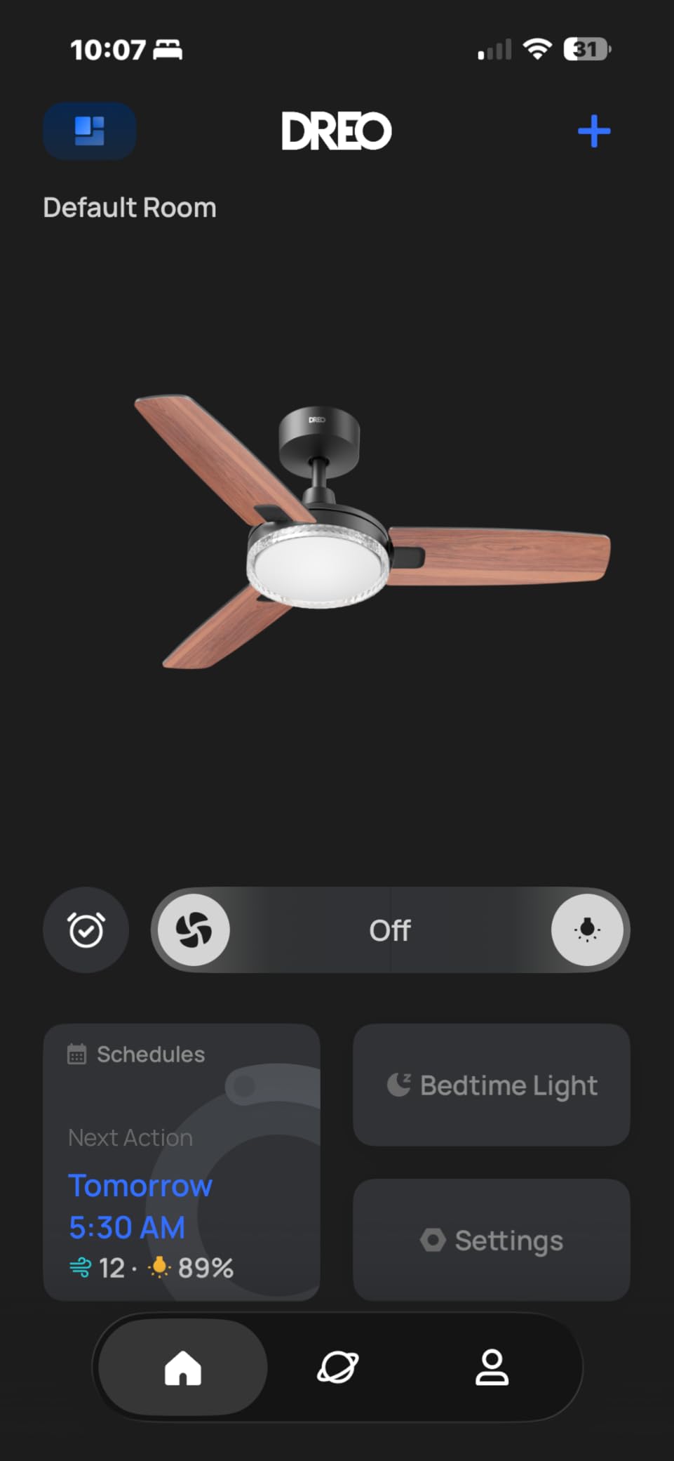 DREO Bedroom Ceiling Fans with Lights and Remote, Smart Ceiling Fan 42 Inch | 3400 CFM Airflow, 12 Speeds & 3 Fan Modes, Stepless Color Tones, Quiet DC Moto, 1-12H Timer, Remote/APP/Alexa Control, Black customer photo 1