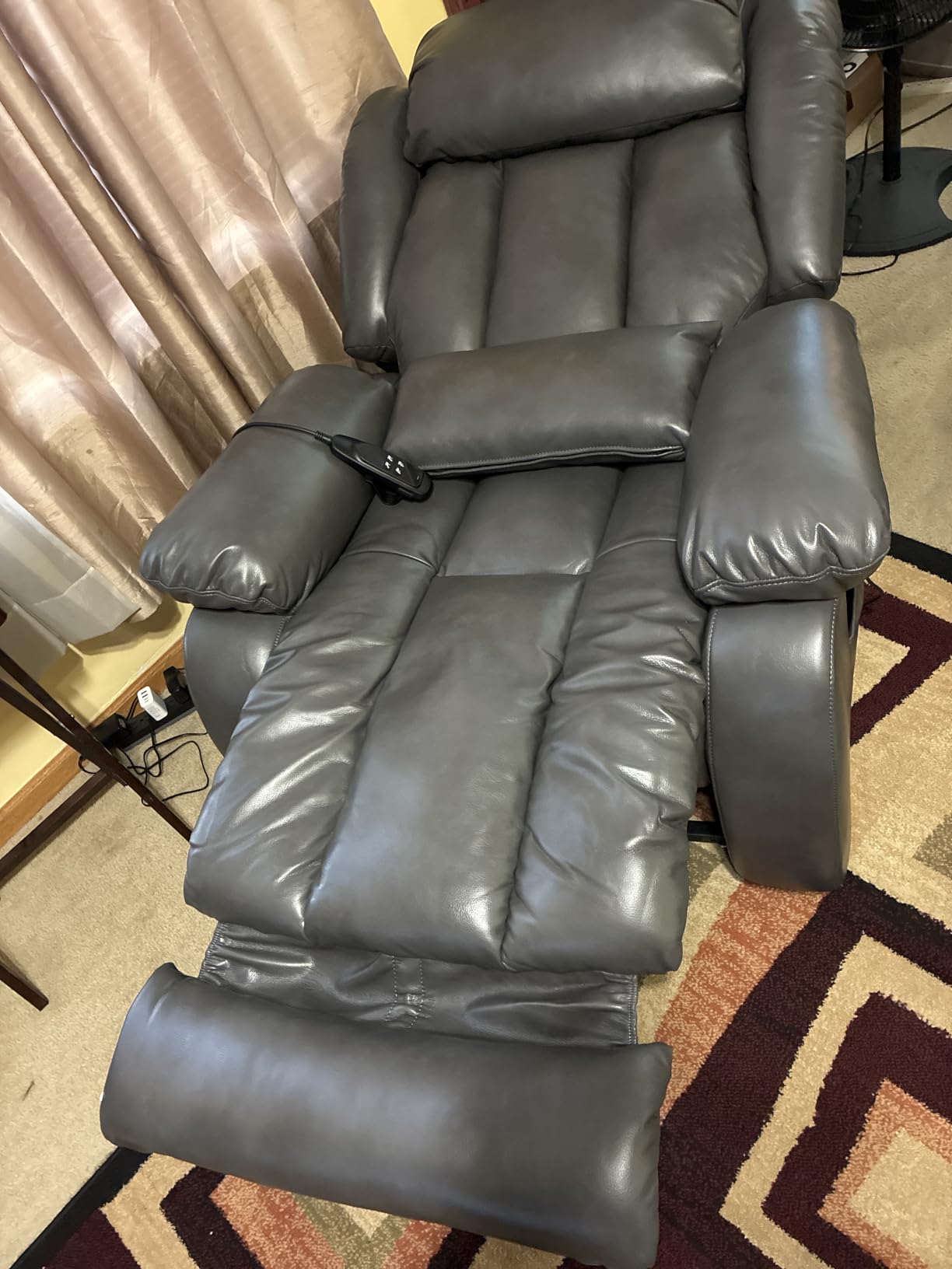 Infinite Position Lay Flat Power Lift Recliner Chair for Elderly, Brown | Dual Motor Power Lift Chair, Massage & Heating, Extended Footrest, USB Ports, Remote Control, Lumbar Pillow, Leather customer photo 1