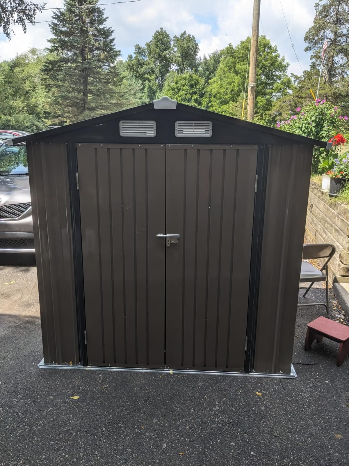 Aoxun 6.2x4 FT Shed Outdoor Storage Shed, Brown | Metal Shed with Lockable Doors & Slooping Roof Garden Tool Shed for Backyard, Patio, Poolside customer photo 1