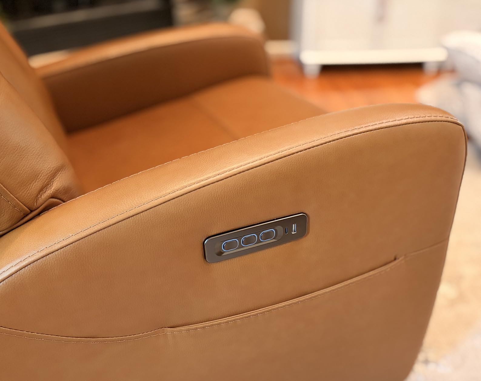 CHITA Genuine Leather Power Recliner Chair, Swivel Rocker, Creamy Grey | Electric Triple Motor Rocker Recliner for Living Room with Adjustable Headrest / Lumbar Support, USB & Type-C Charging Ports customer photo 1