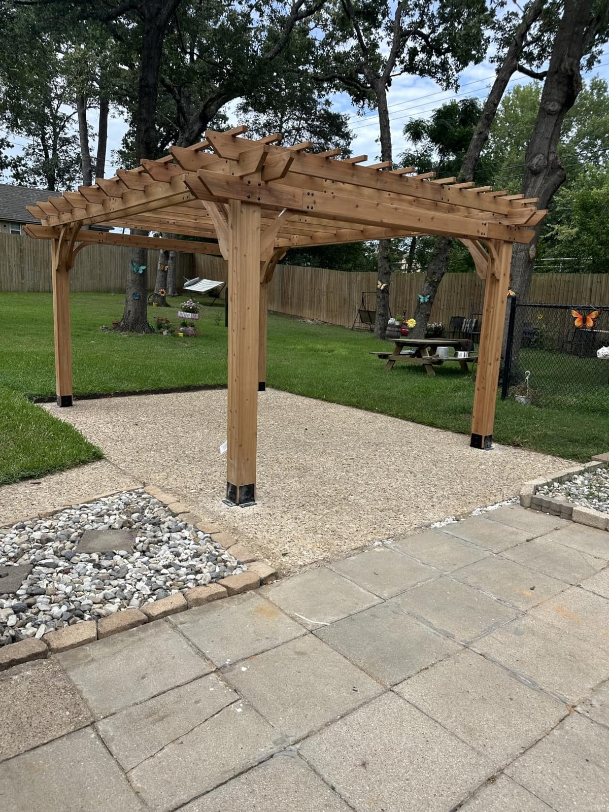 Backyard Discovery Beaumont 24' x 12' Traditional Cedar Wood Pergola Kit with Trellis Roof, All-Season Durability, High-Wind Rating, PowerPort, Shade for Outdoor Patio, Deck, Garden, and Entertaining customer photo 2