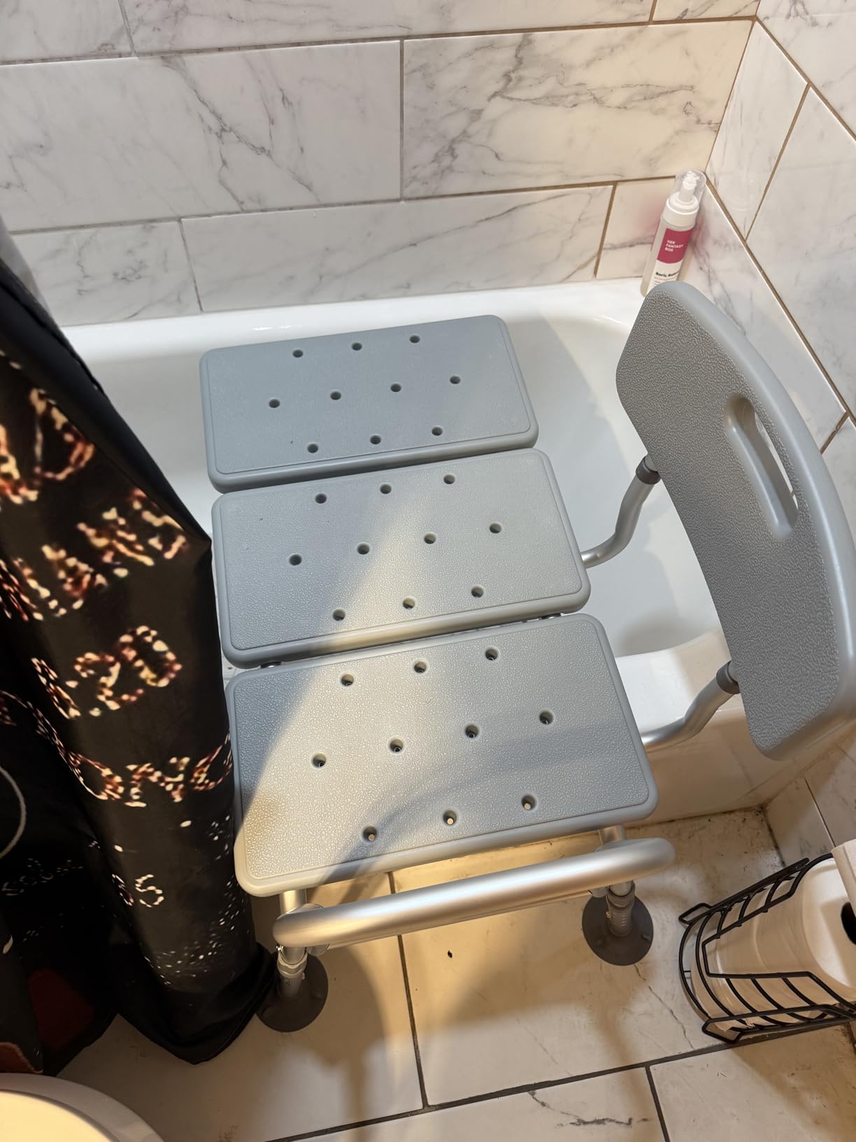 HOMLAND Tub Transfer Bench with Backrest for Bathtub, Height Adjustable | 400 lbs, Slip-Resistant Feet, Sturdy Aluminum Heavy Duty Shower Chair, Safer Bathing Aid Bench for Elderly and Disabled customer photo 1