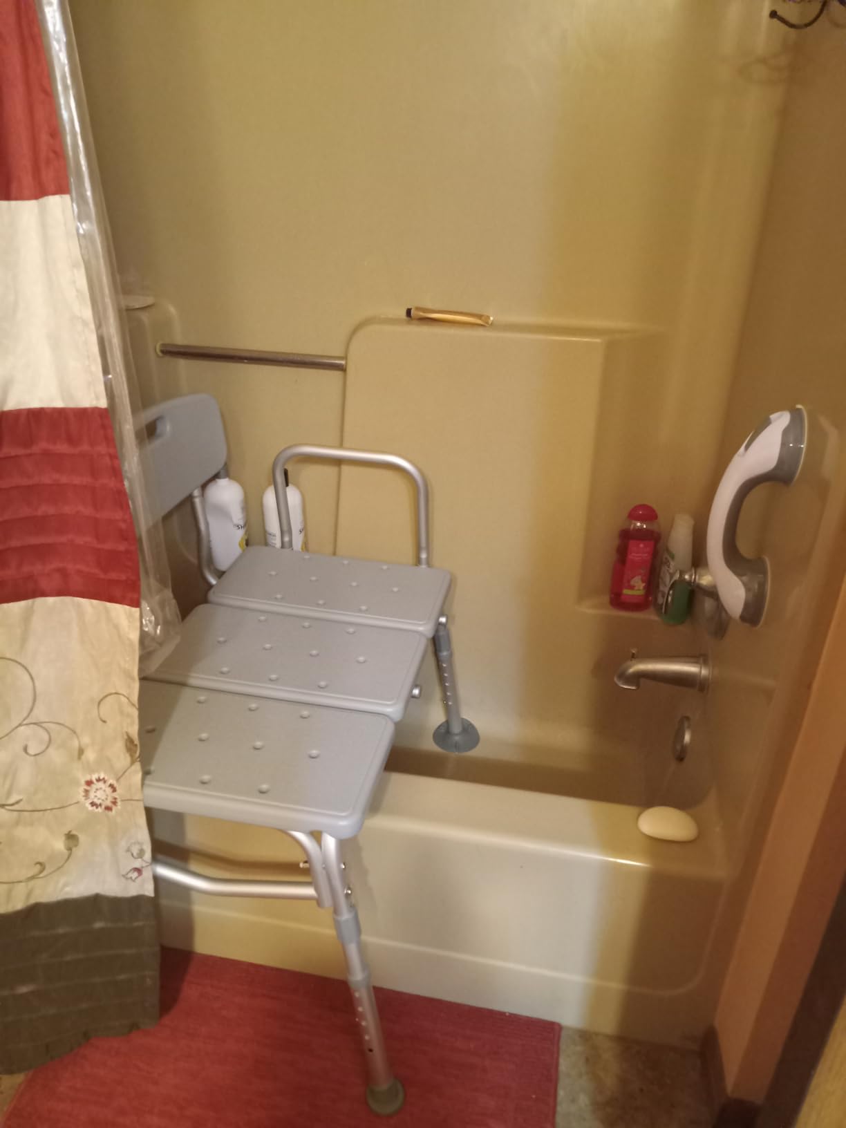 HOMLAND Tub Transfer Bench with Backrest for Bathtub, Height Adjustable | 400 lbs, Slip-Resistant Feet, Sturdy Aluminum Heavy Duty Shower Chair, Safer Bathing Aid Bench for Elderly and Disabled customer photo 2