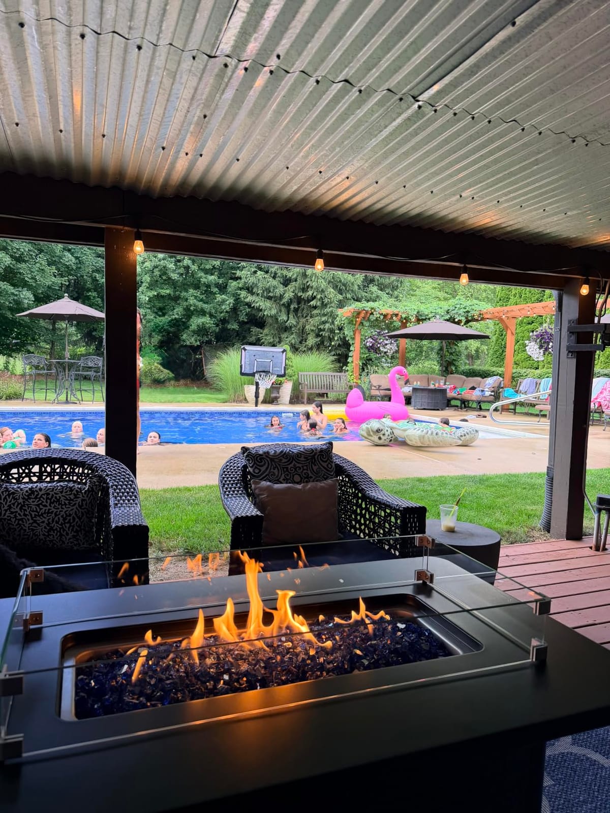 Ciays 43-Inch Rectangular Propane Fire Pit with 60,000 BTU Output, Fire Pit Table Premium Gas for Outside Patio with 304 Stainless Steel H-Burner, Glass Stones, and Wind Guard, Black customer photo 1