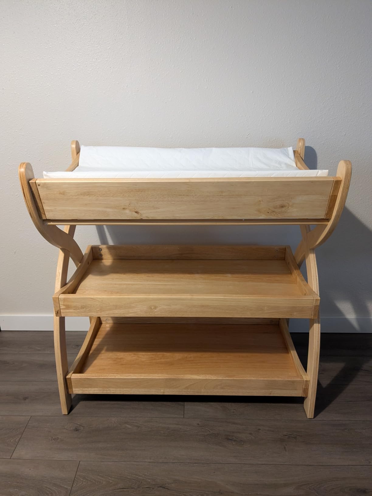 Comfy Cubs Baby Changing Table - Natural Wood with Two Open Shelves customer photo 2