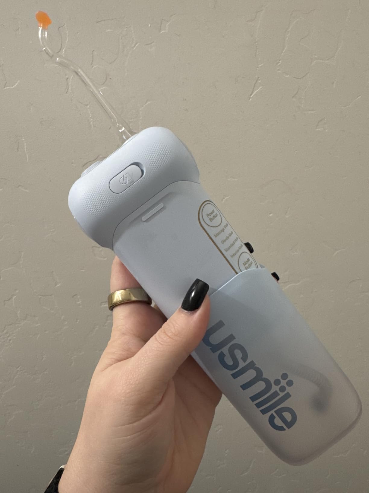 usmile C10 Portable Water Flosser for Travel, 95-Day Battery, IPX7, Blue | 180ml Tank, 4 Modes, 360° Nozzle, Cordless Oral Irrigator for Braces, Implants & Sensitive Teeth, Teeth Cleaner customer photo 1