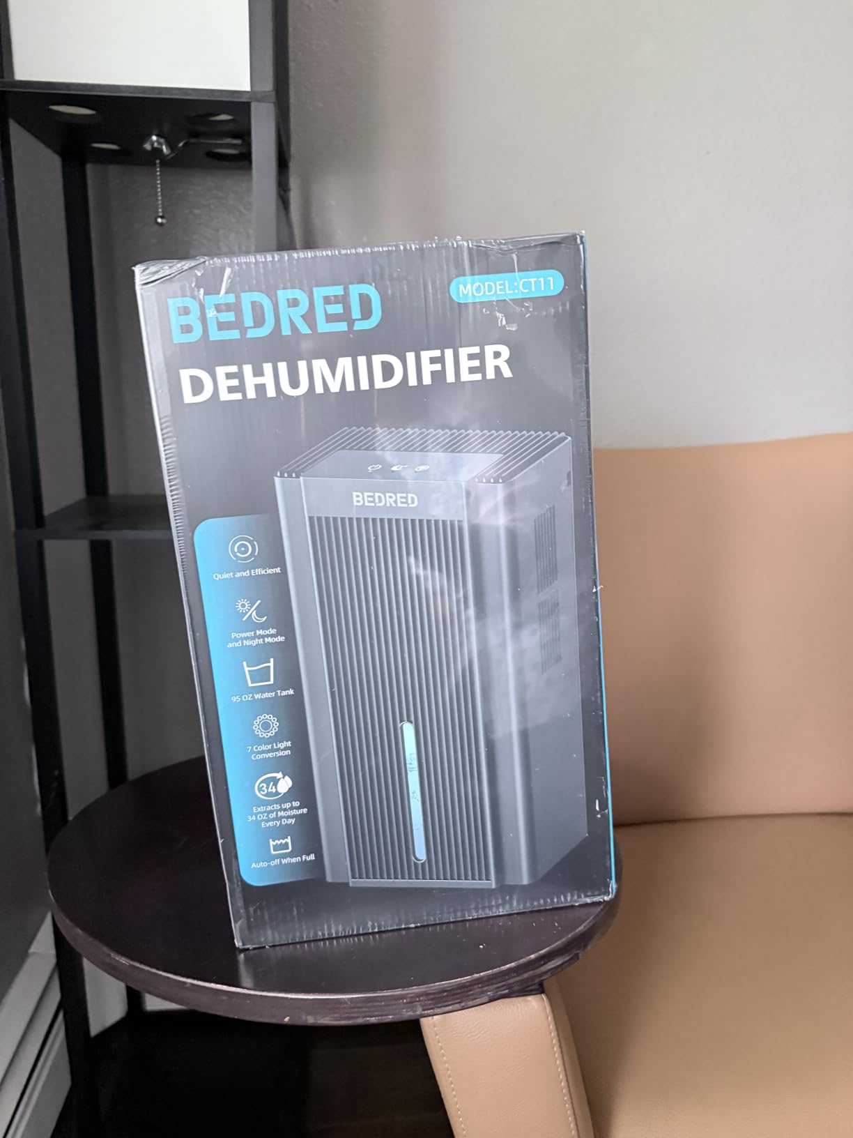 BEDRED Dehumidifier, 95OZ Dehumidifier for Home 1000 sq ft - Quiet with Auto Shut Off & Relaxing 7 Color Ambient Light, Ideal for Livingroom, Bedroom, Basement (Black) customer photo 2