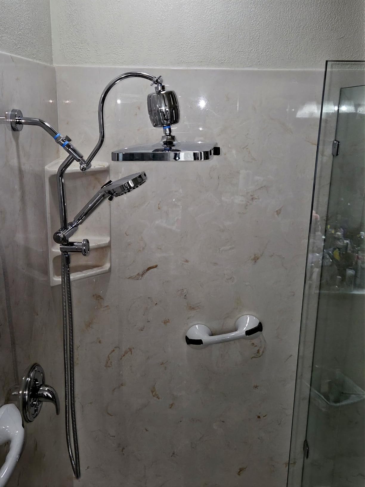 Hibbent cUPC Certified High Pressure 13'' Rainfall Shower Head with 5-Spray | Shower Heads with Handheld 10-Spray Combo, All Metal Easy Reach 4-way Diverter Arm, 71'' Hose & Holder, Matte Black customer photo 2