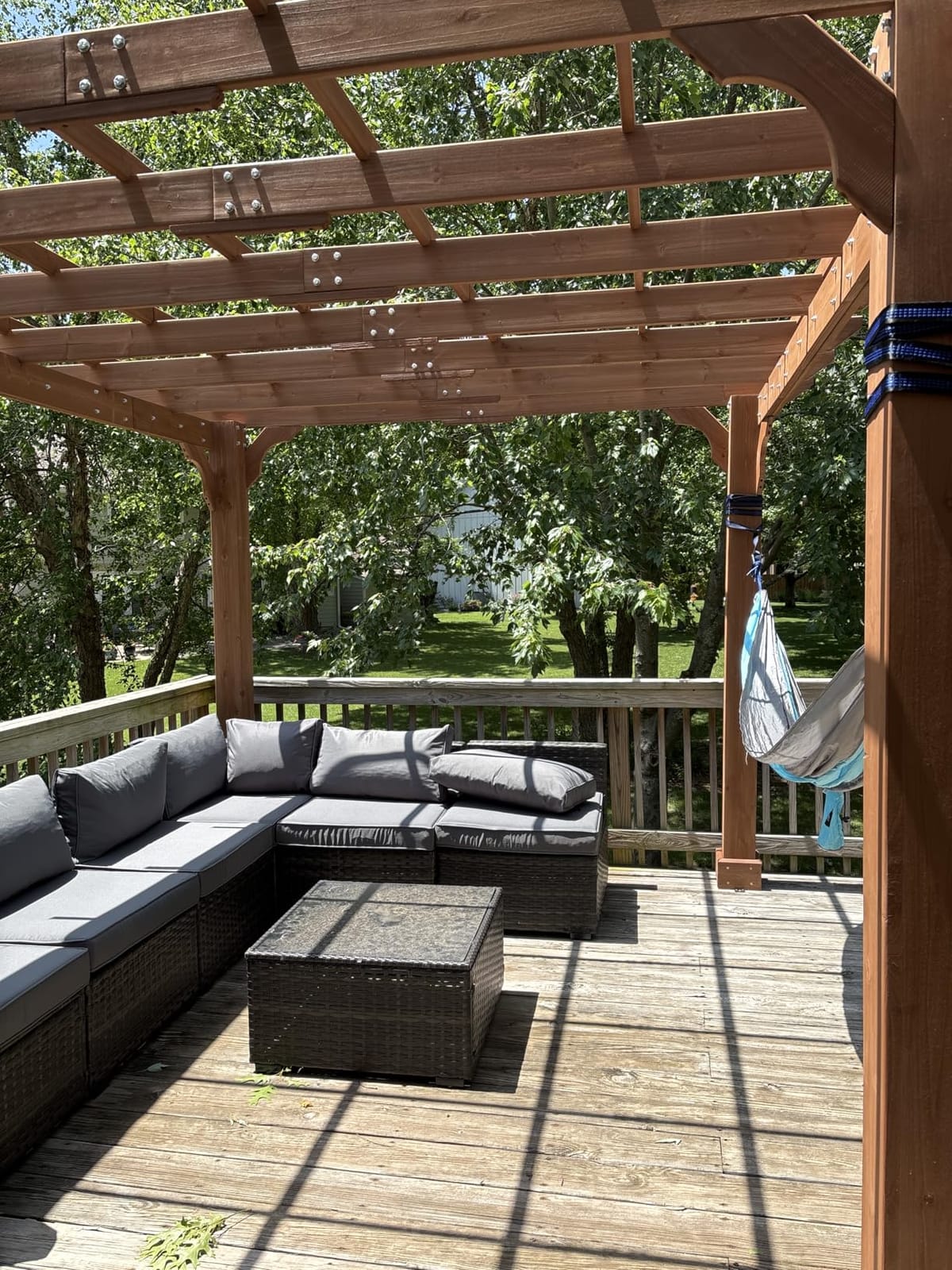 BlueWish 10' x 12' Patio Pergola, Cedar Wood Pergolas with Solid Structure, Pergola Kits, Outdoor Pergolas and Gazebos with Slatted Trellis Roof for Deck Backyard Grill Party Garden customer photo 1