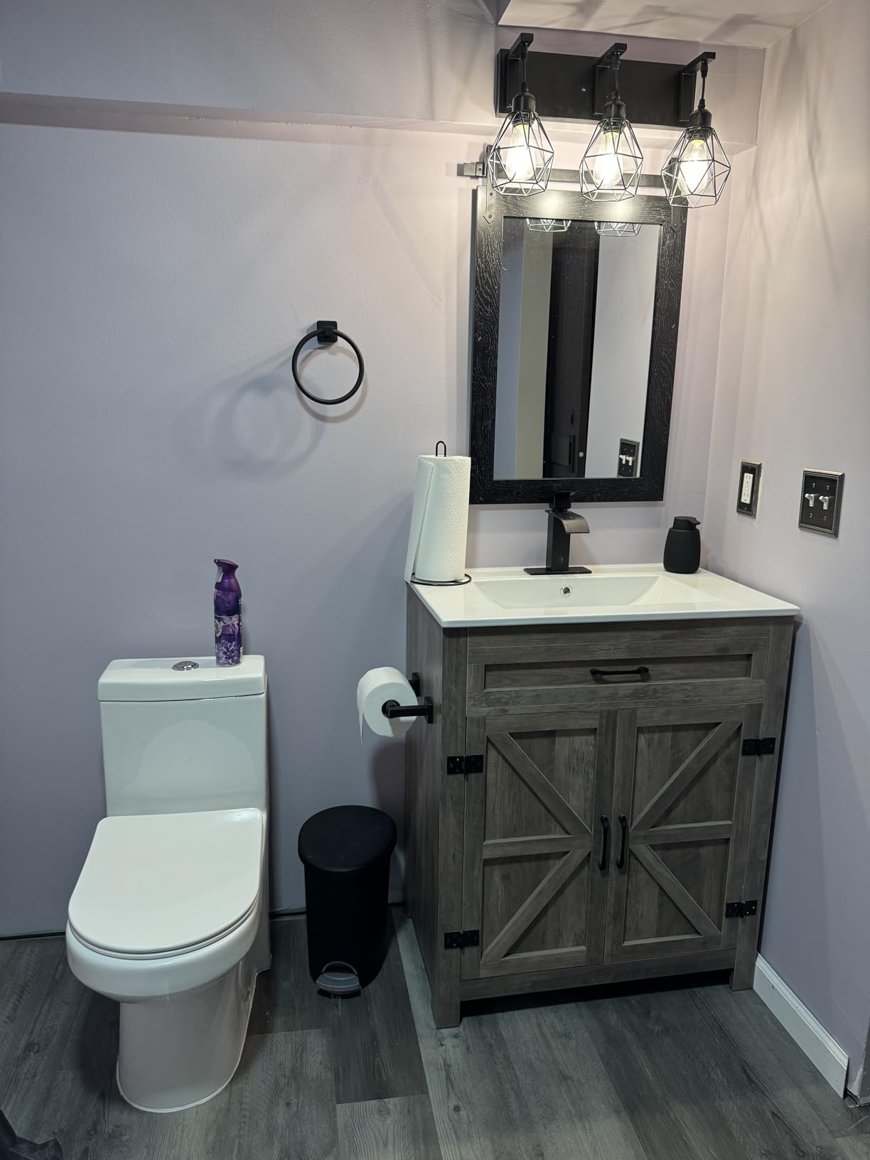 VINGLI 30 Inch Bathroom Vanity with Sink, Mid-Century Modern Vanity with Ceramic Basin and Fluted Soft-Close Doors, U-Shape Storage Shelf, Free Standing Small Bathroom Sink Cabinet Combo Set, Walnut customer photo 1
