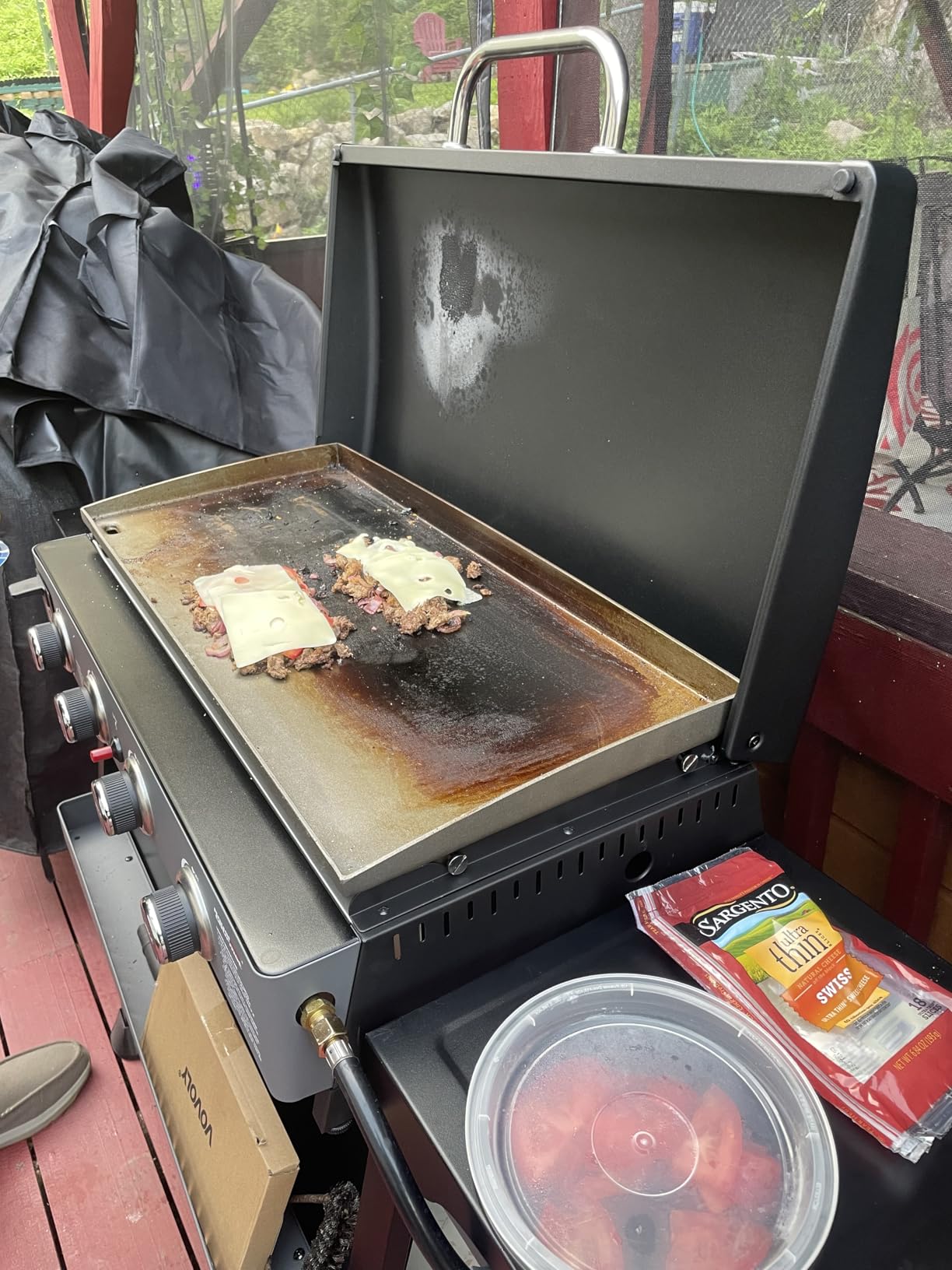 Royal Gourmet PD4001 4 Burner Propane Gas Griddle, Removable Standing Cart | Convertible to Tabletop Design, Black | Flat Top Grill with Hood customer photo 1