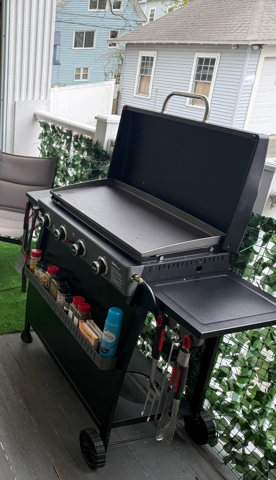 Royal Gourmet PD4001 4 Burner Propane Gas Griddle, Removable Standing Cart | Convertible to Tabletop Design, Black | Flat Top Grill with Hood customer photo 2